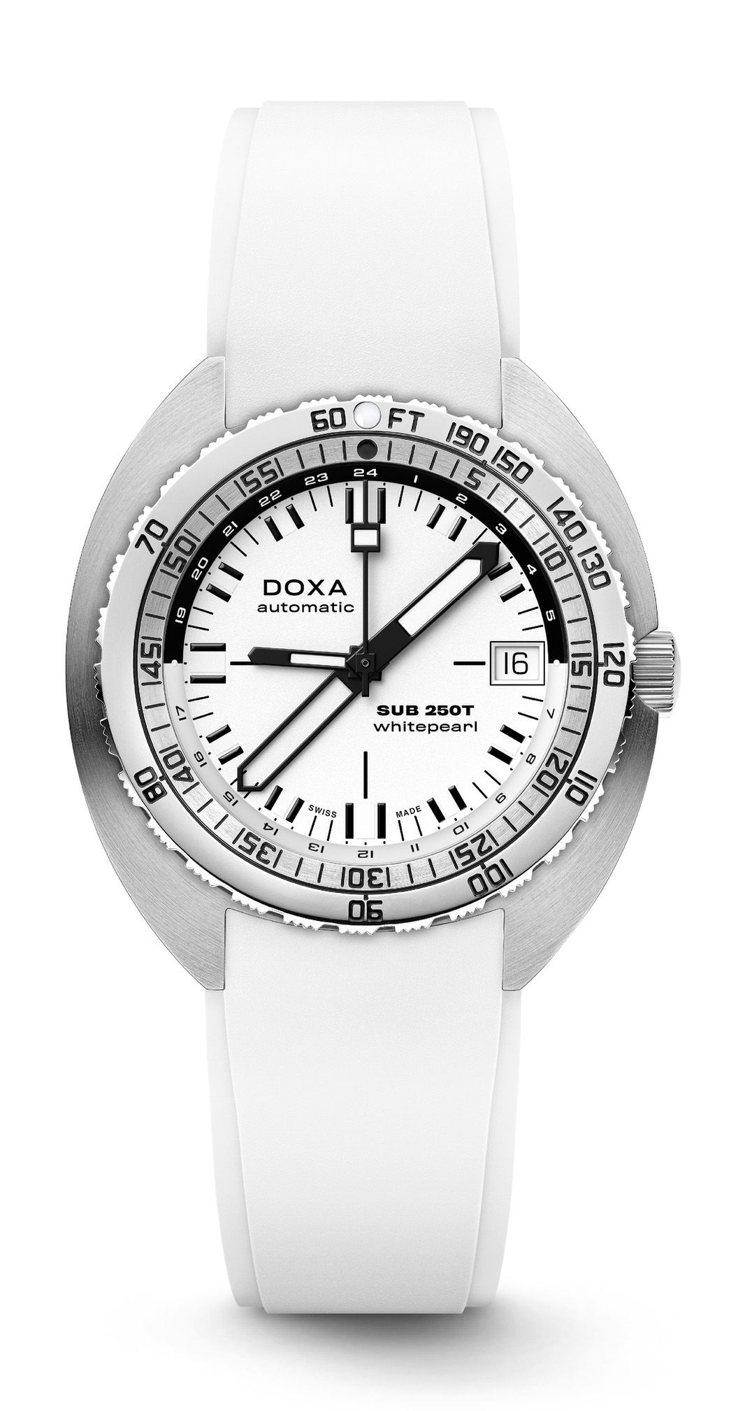 Doxa SUB 250T GMT Whitepearl luxury timepiece - detailed view