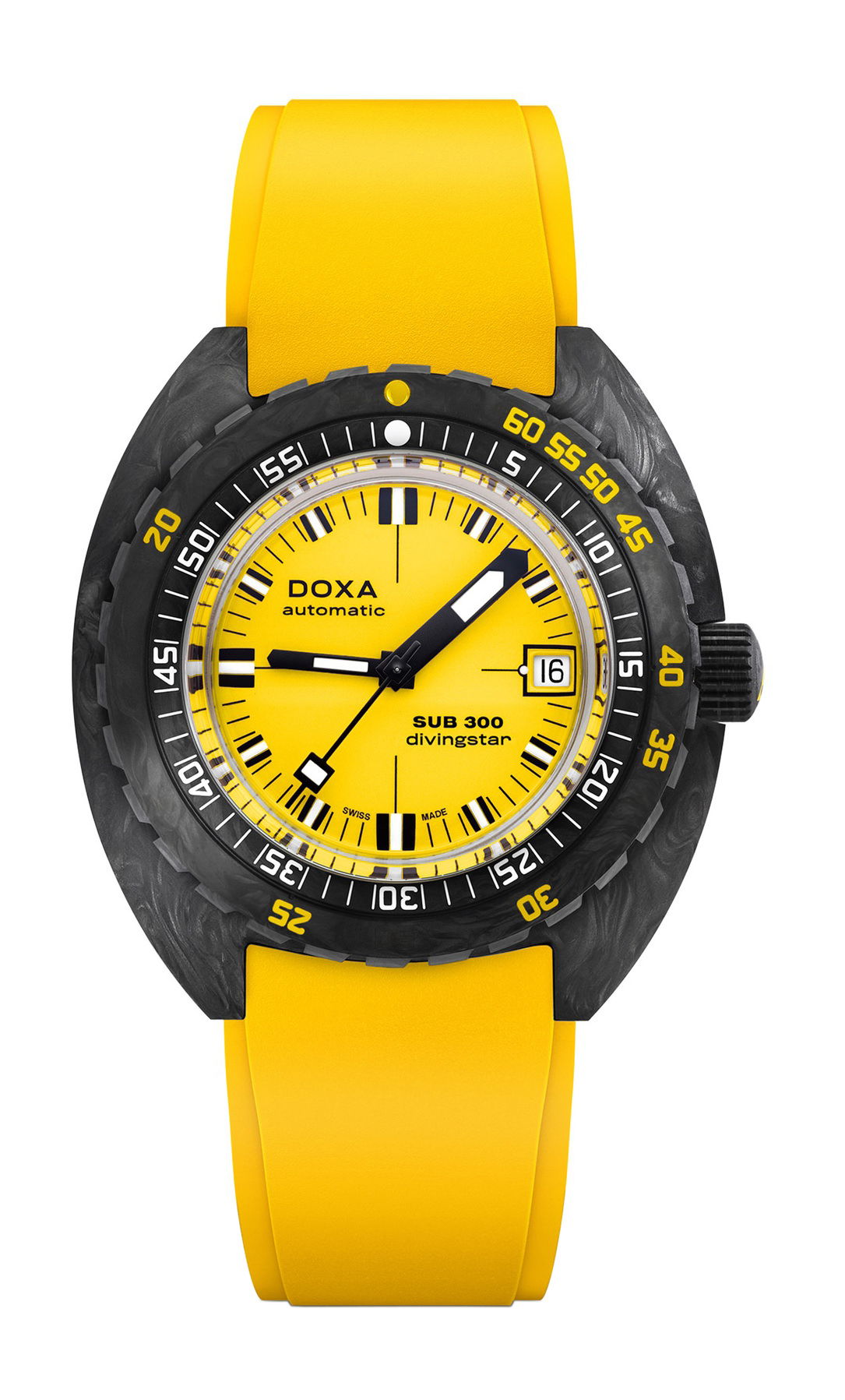 Doxa SUB 300 Carbon Divingstar luxury timepiece - detailed view