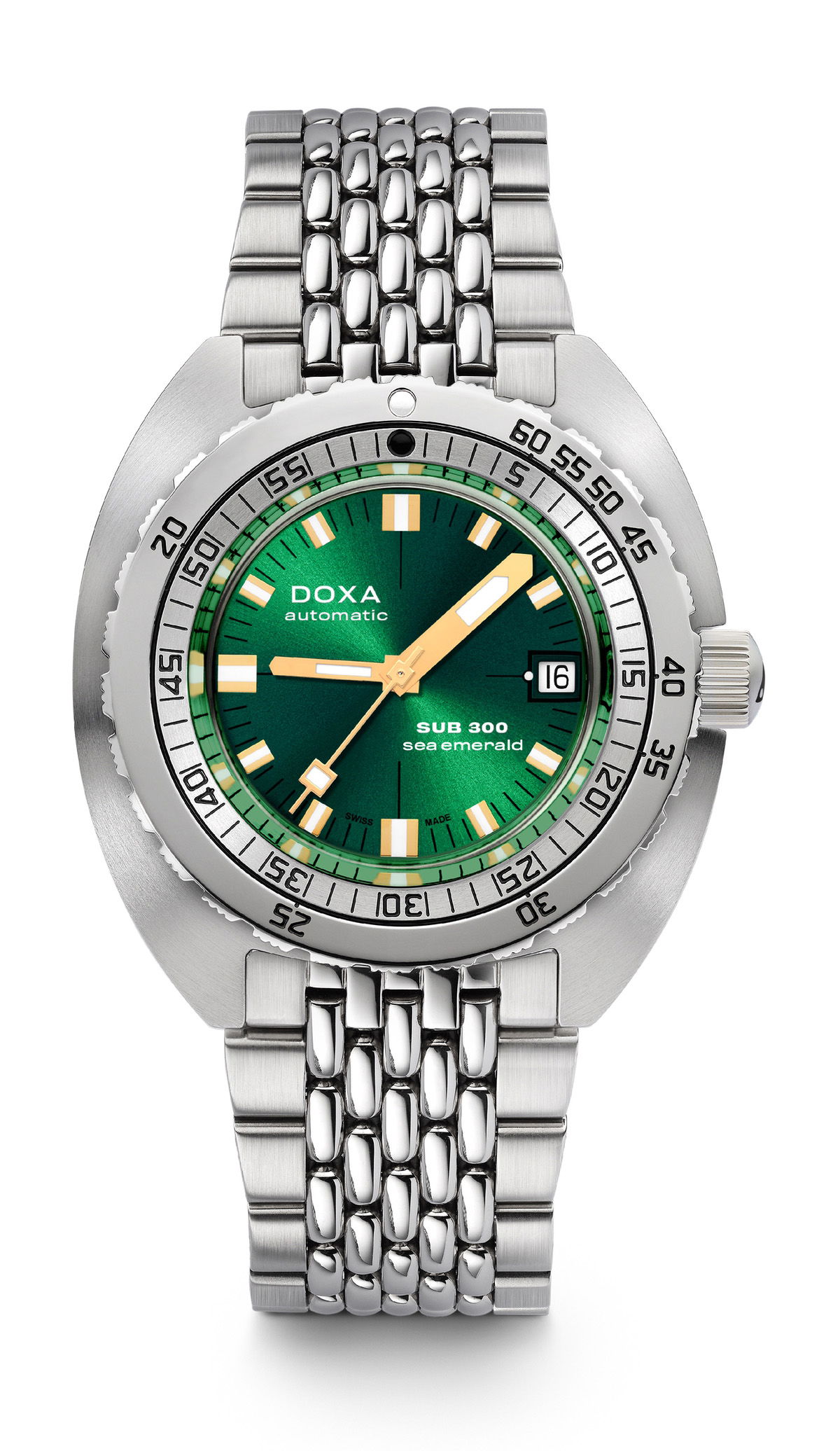 Doxa SUB 300 Sea Emerald luxury timepiece - detailed view