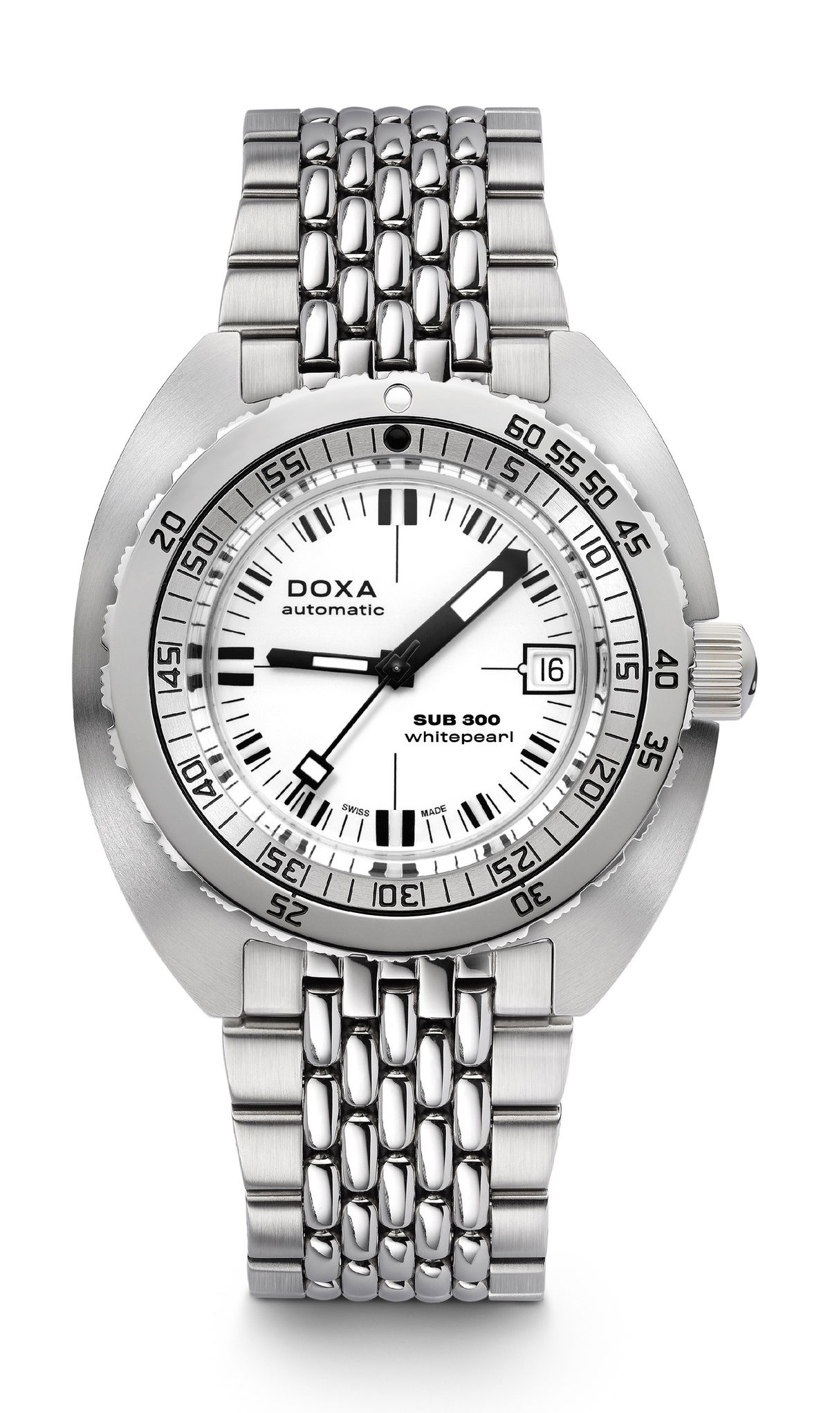 Doxa SUB 300 Whitepearl luxury timepiece - detailed view