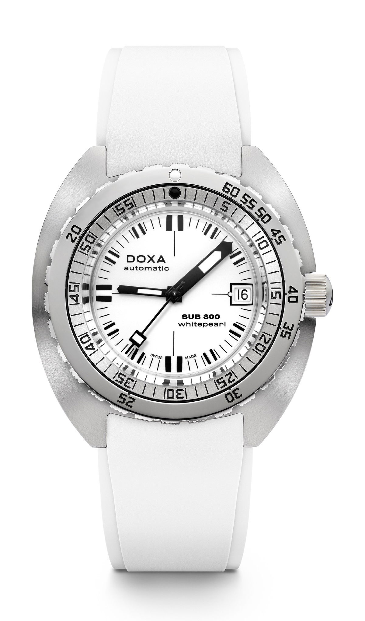Doxa SUB 300 Whitepearl luxury timepiece - detailed view