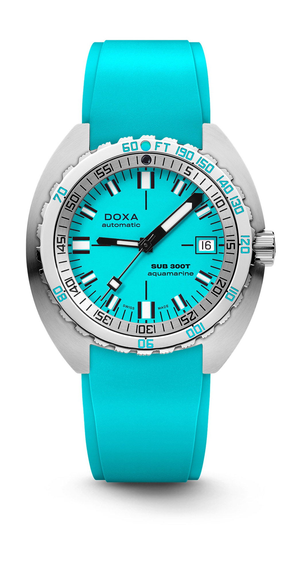 Doxa SUB 300T Aquamarine luxury timepiece - detailed view