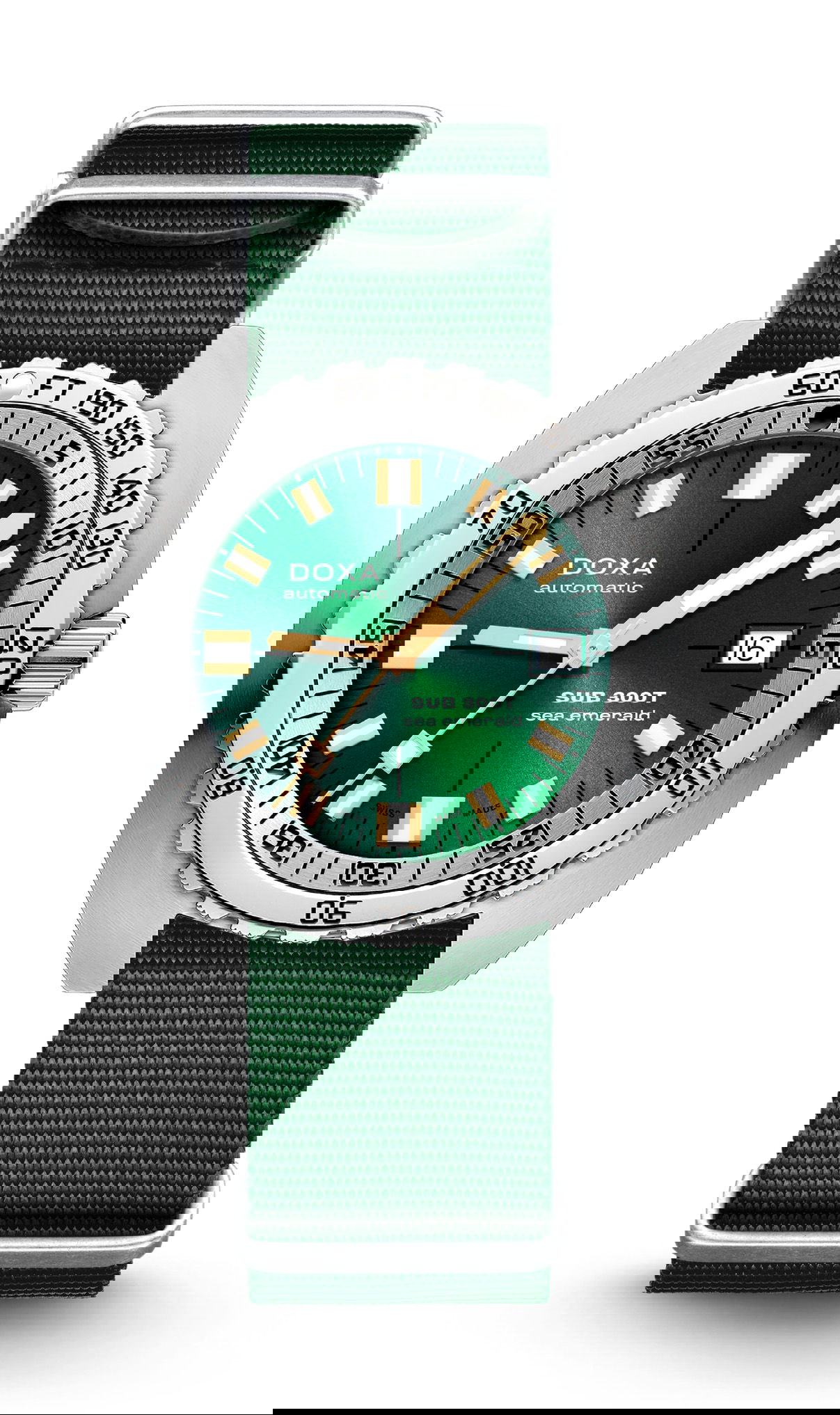 Doxa SUB 300T Sea Emerald luxury timepiece - detailed view