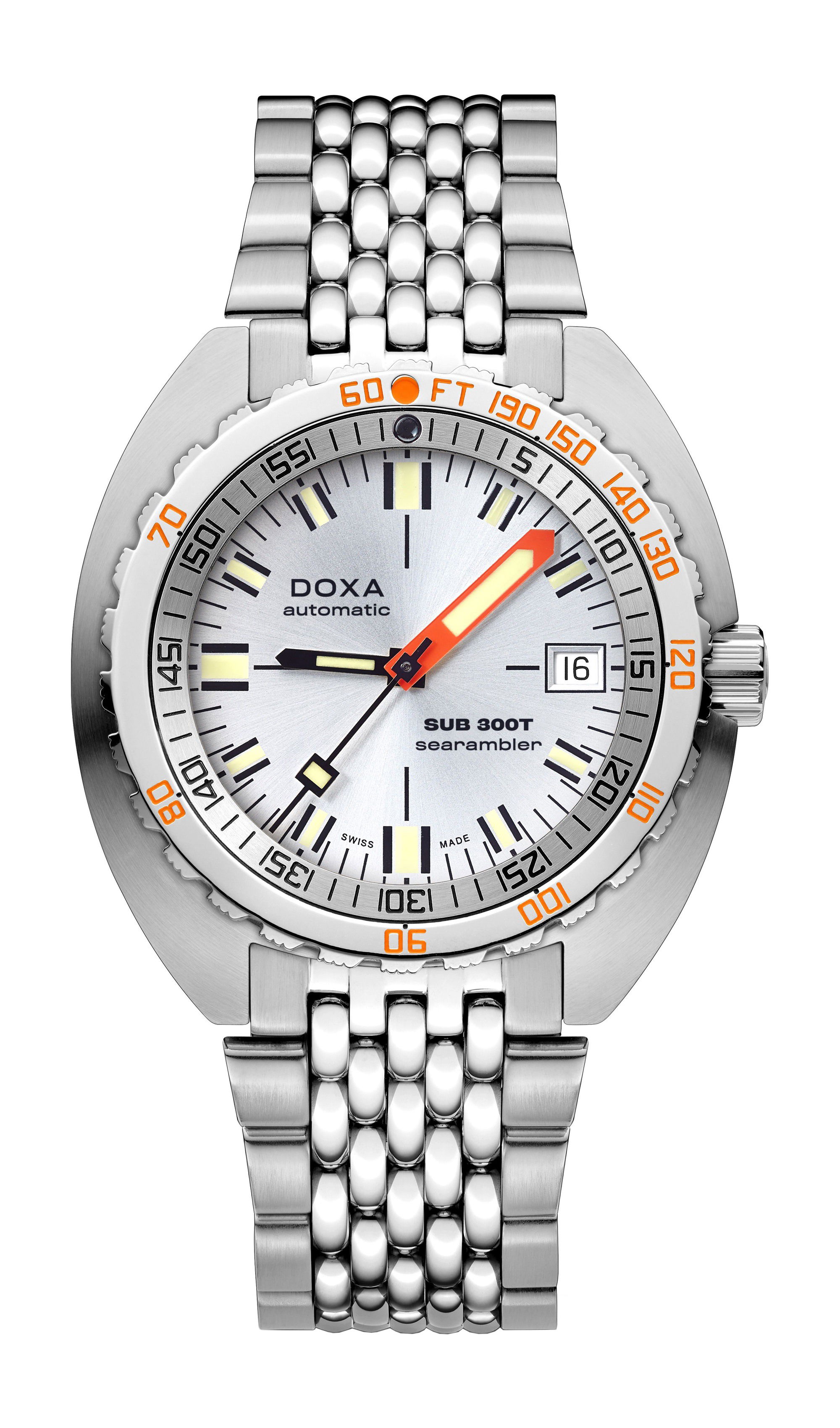 Doxa SUB 300T Searambler luxury timepiece - detailed view