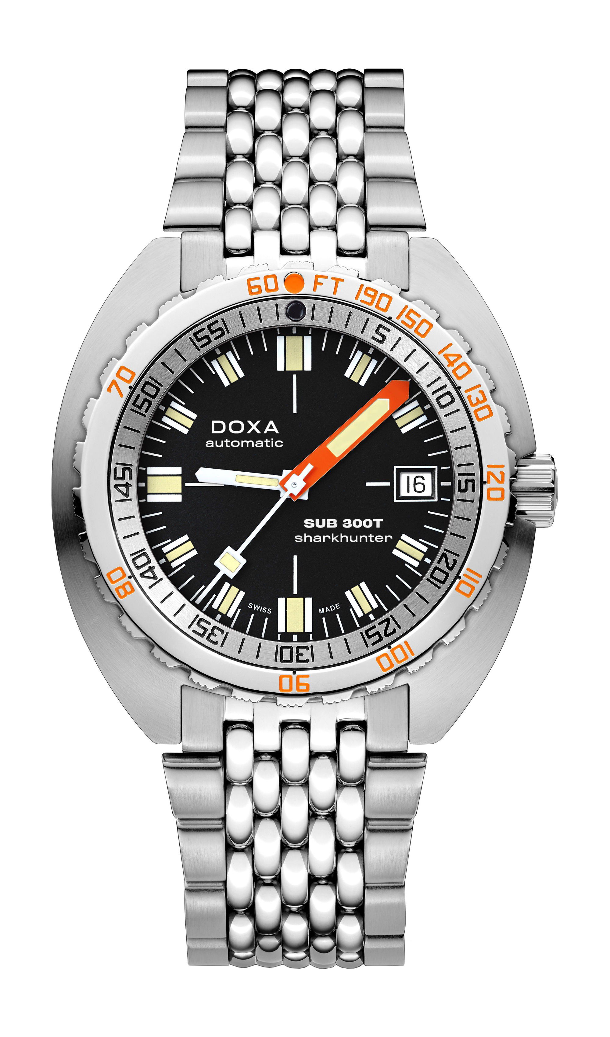 Doxa SUB 300T Sharkhunter luxury timepiece - detailed view