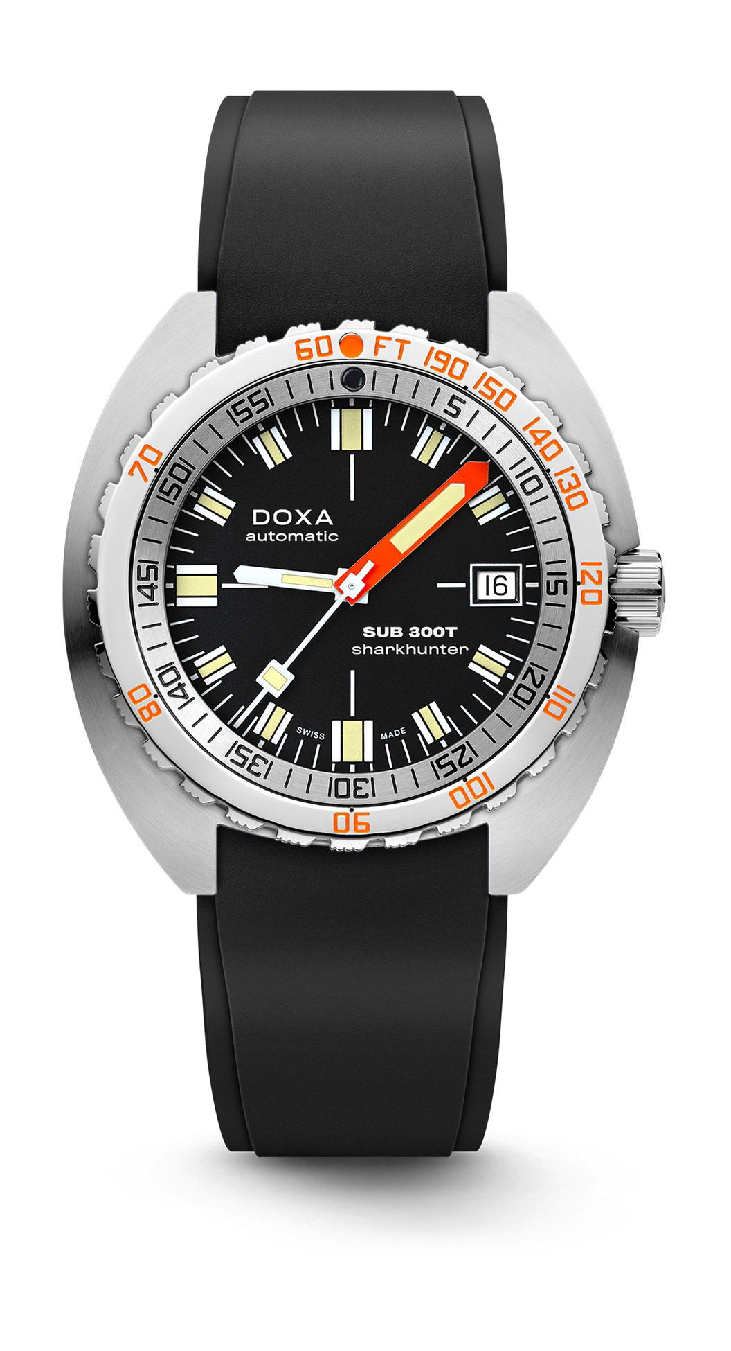 Doxa SUB 300T Sharkhunter luxury timepiece - detailed view