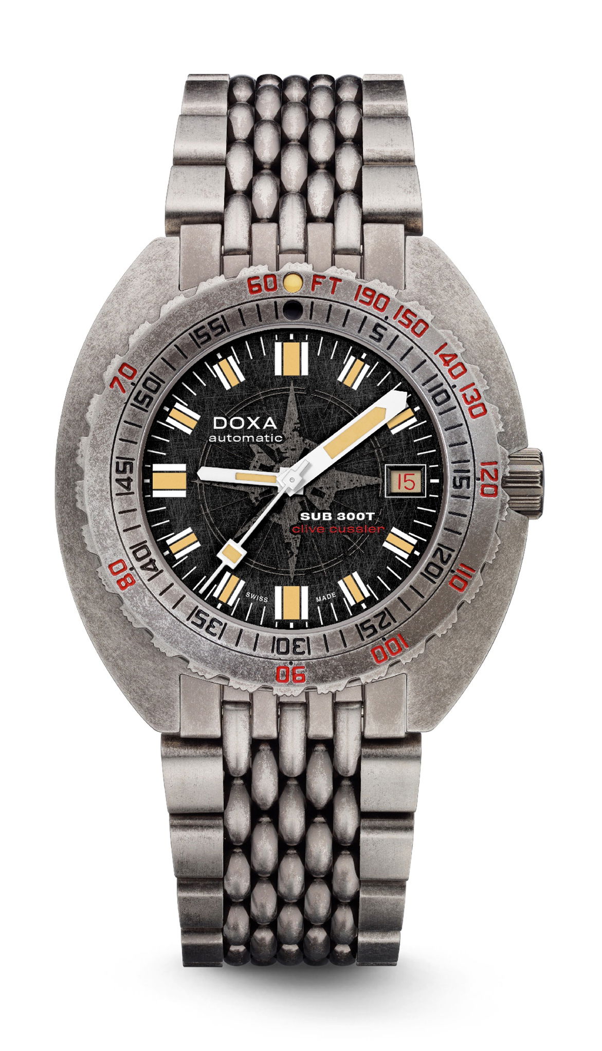 Doxa SUB 300T Sharkhunter Clive Cussler luxury timepiece - detailed view