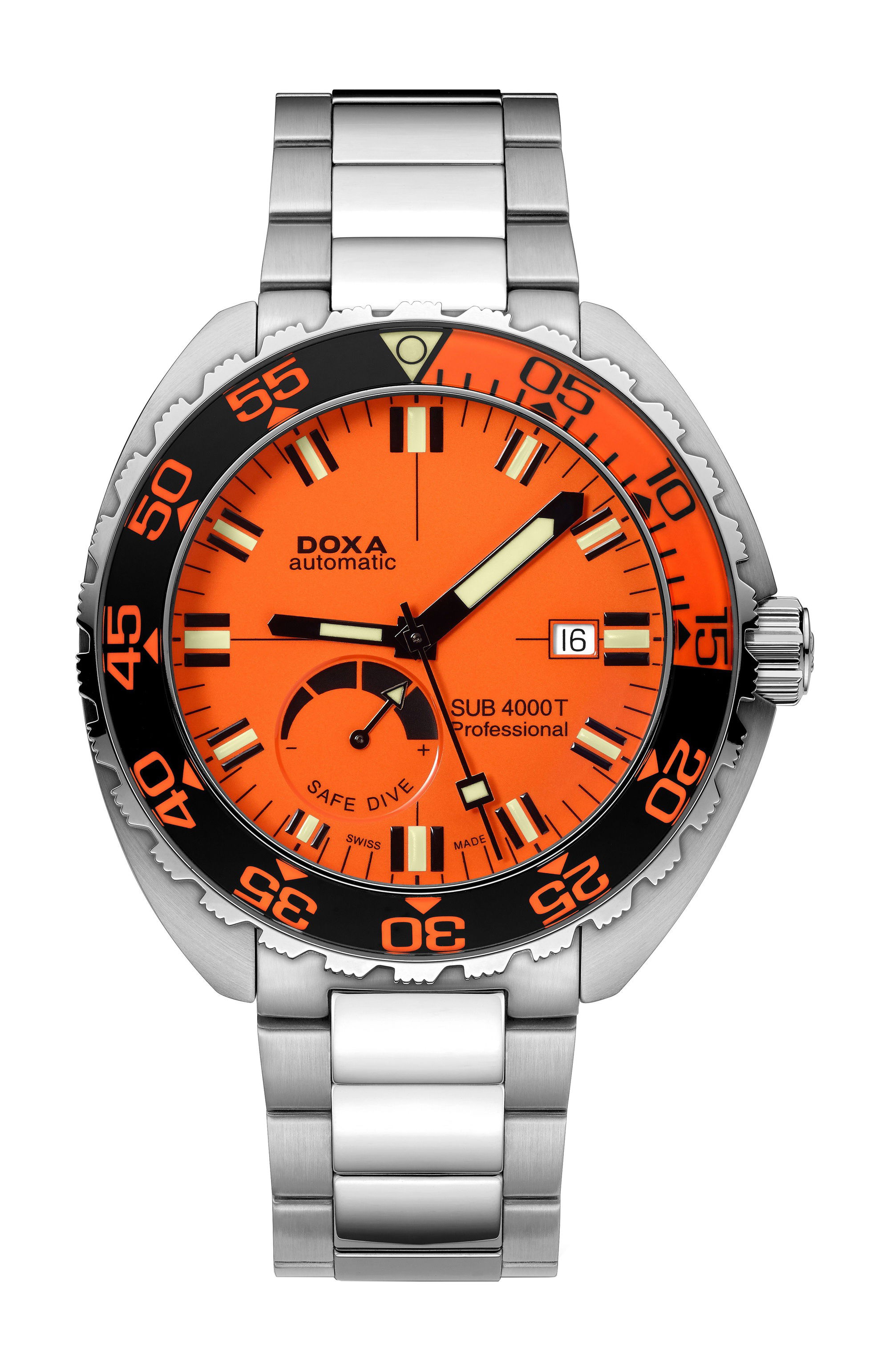 Doxa SUB 4000T Professional Sapphire Bezel luxury timepiece - detailed view