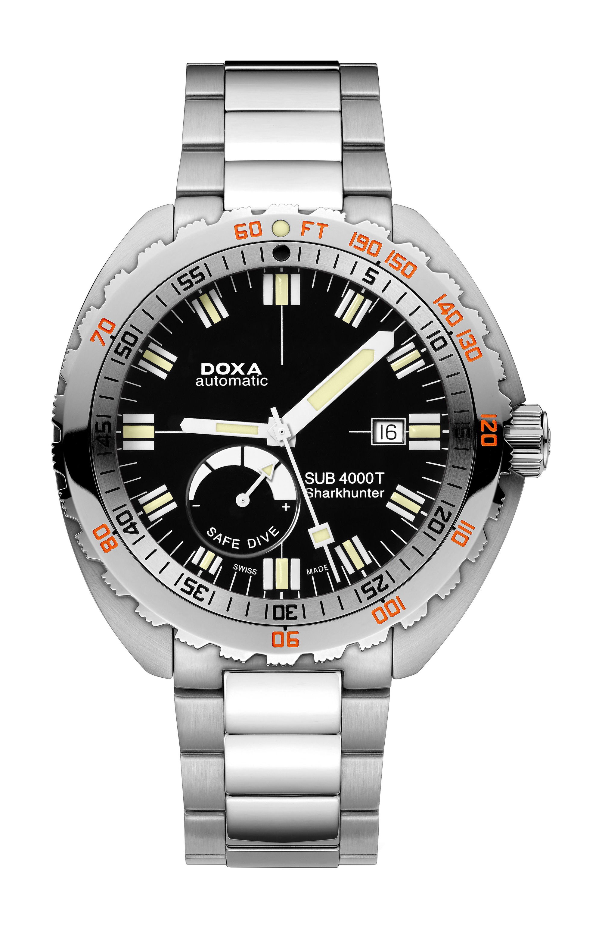 Doxa SUB 4000T Sharkhunter luxury timepiece - detailed view