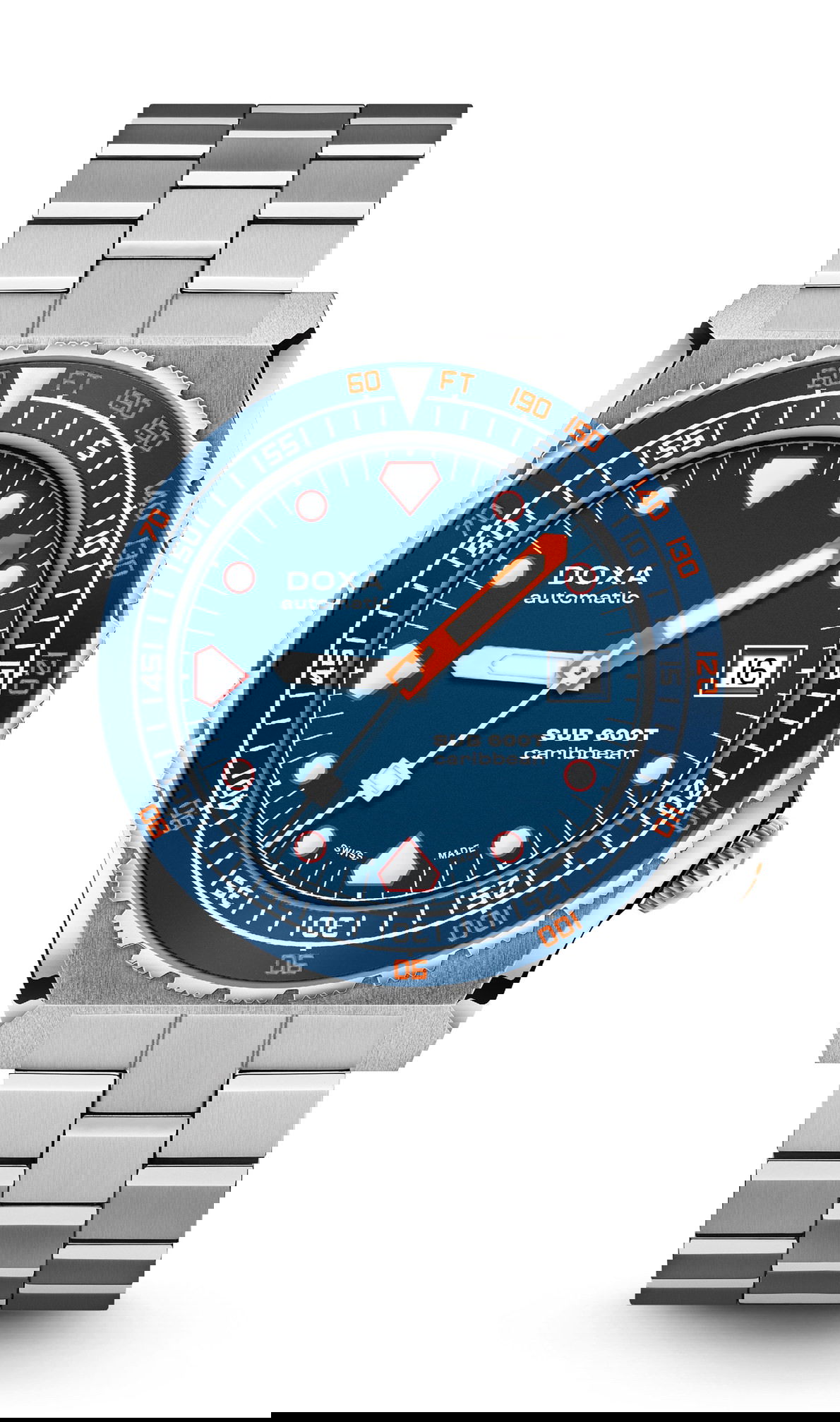 Doxa SUB 600T Caribbean Ceramic Bezel luxury timepiece - detailed view
