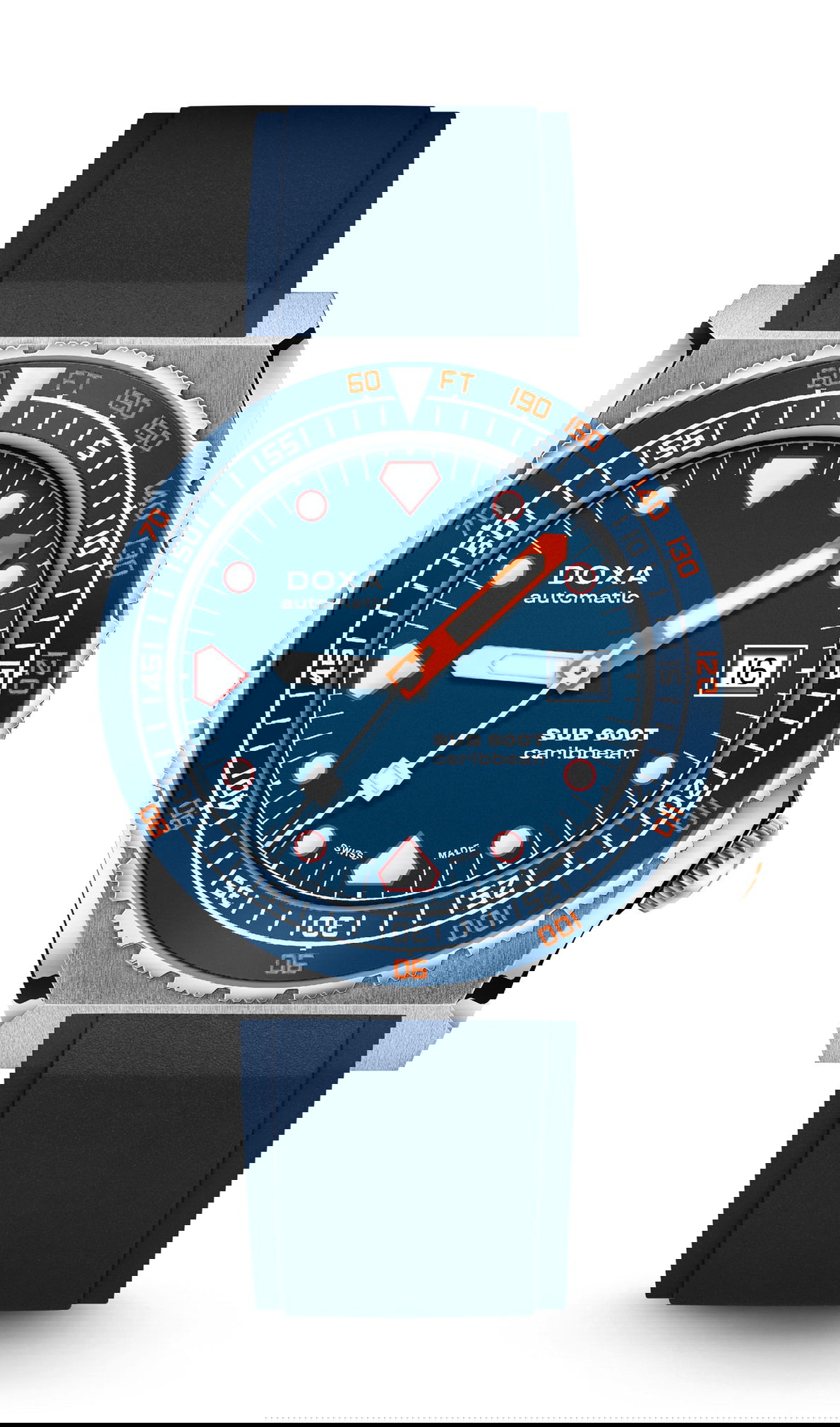 Doxa SUB 600T Caribbean Ceramic Bezel luxury timepiece - detailed view