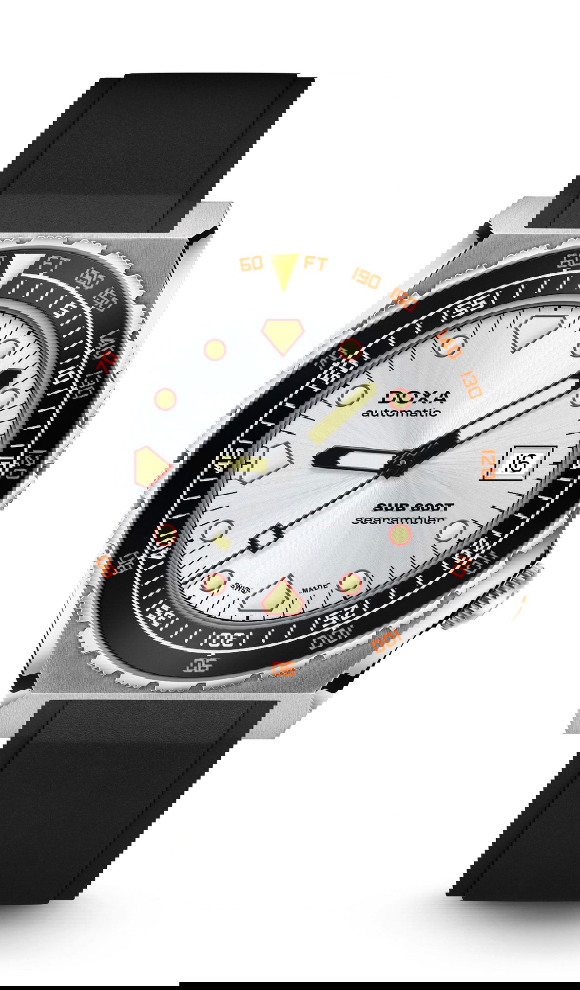 Doxa SUB 600T Searambler Ceramic Bezel luxury timepiece - detailed view