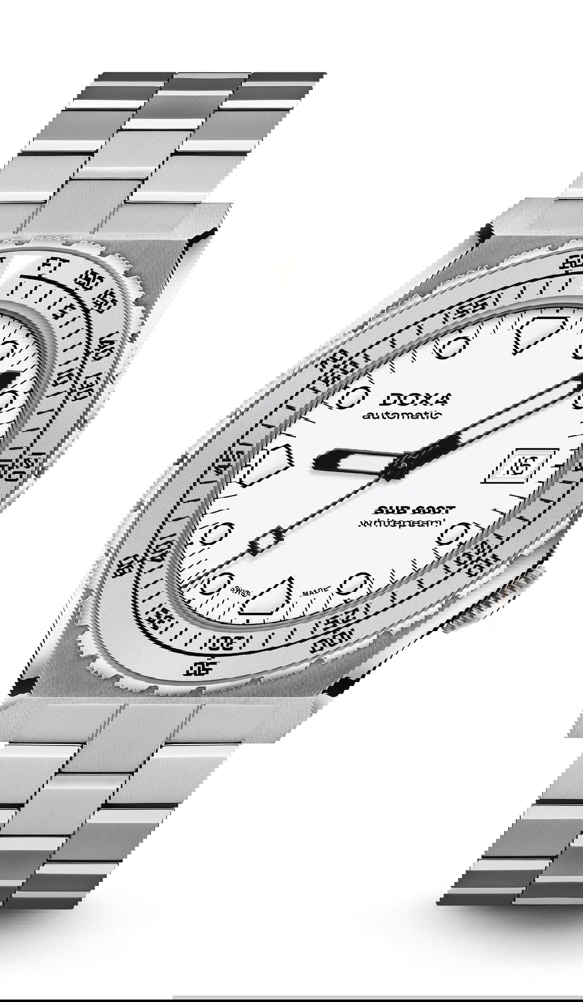 Doxa SUB 600T Whitepearl luxury timepiece - detailed view