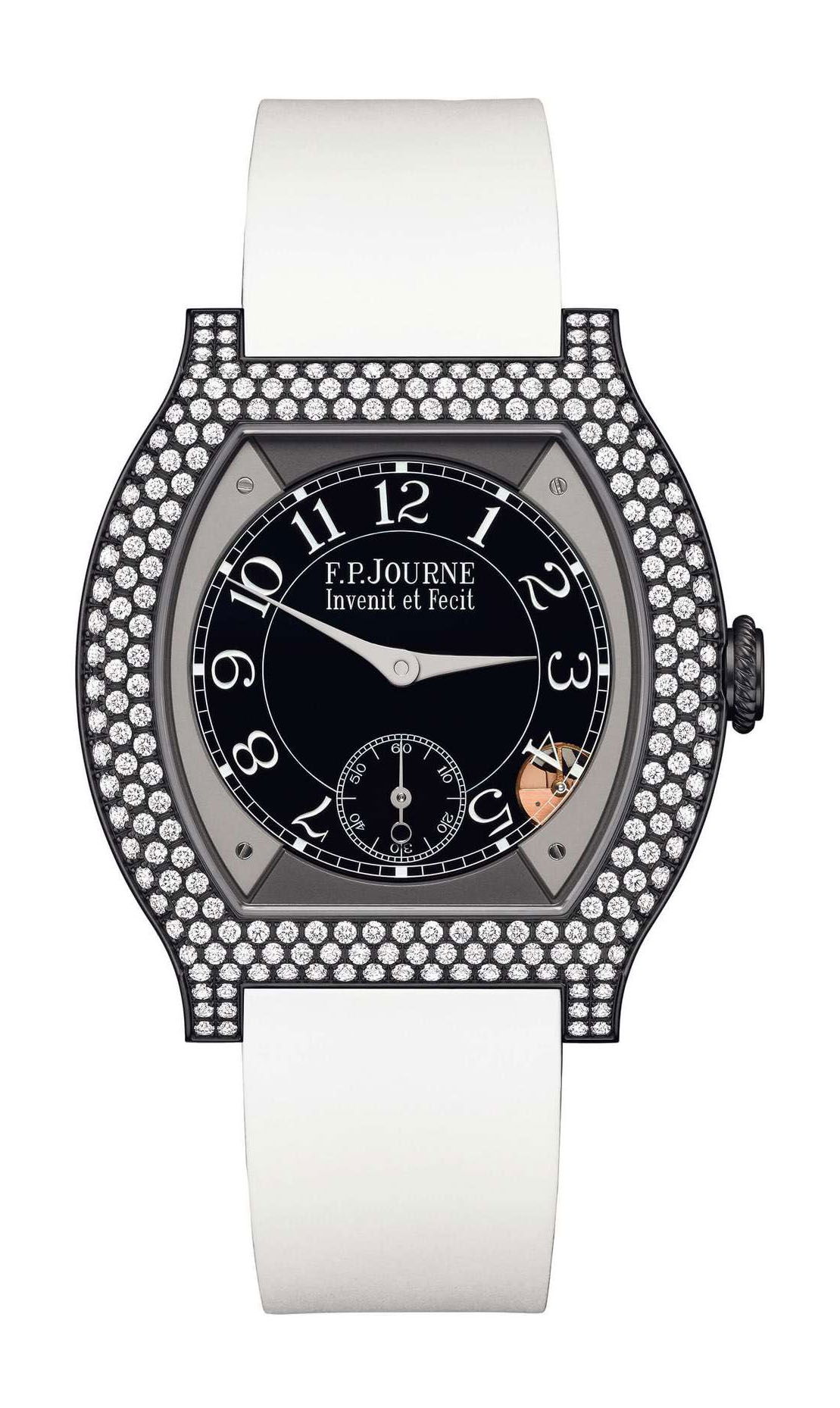 F.P.Journe élégante 40 Titalyt 12 Rows of Diamonds luxury timepiece - detailed view