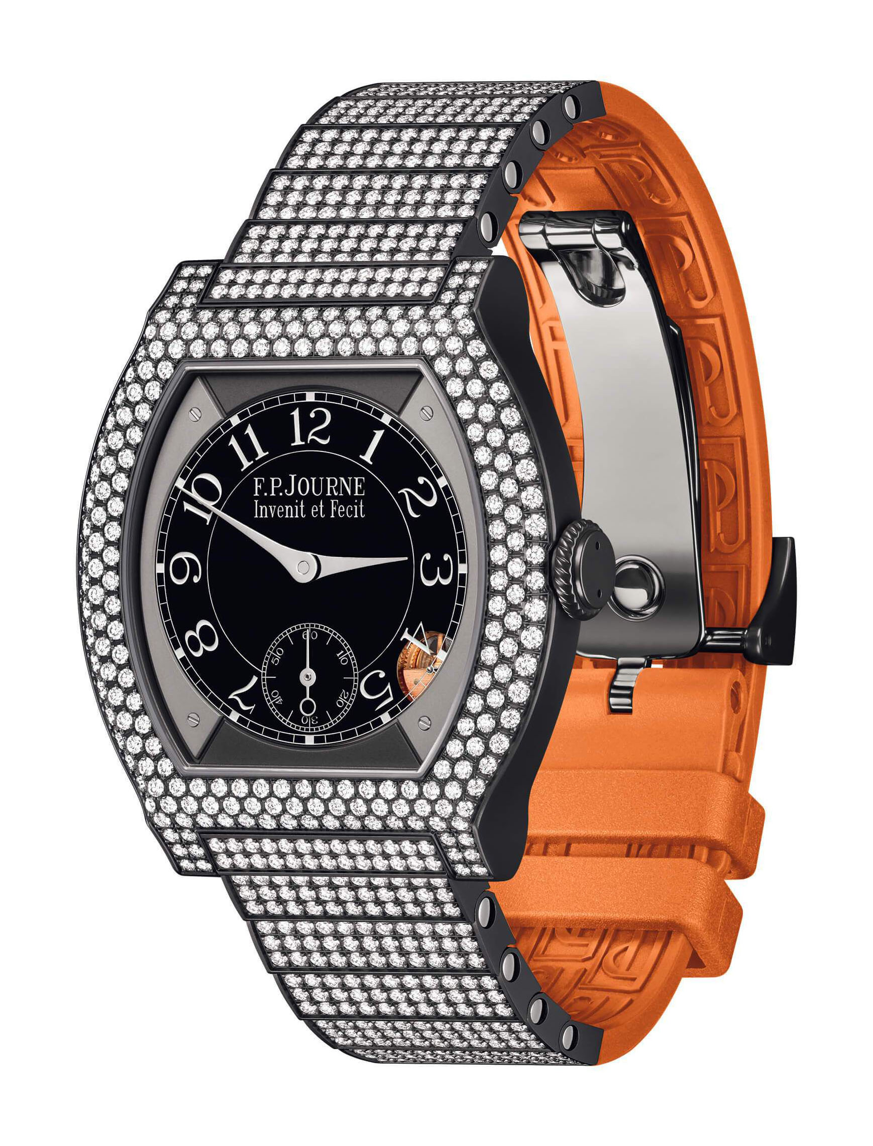 F.P.Journe élégante 40 Titalyt 12 Rows of Diamonds with Set Bracelet luxury timepiece - detailed view
