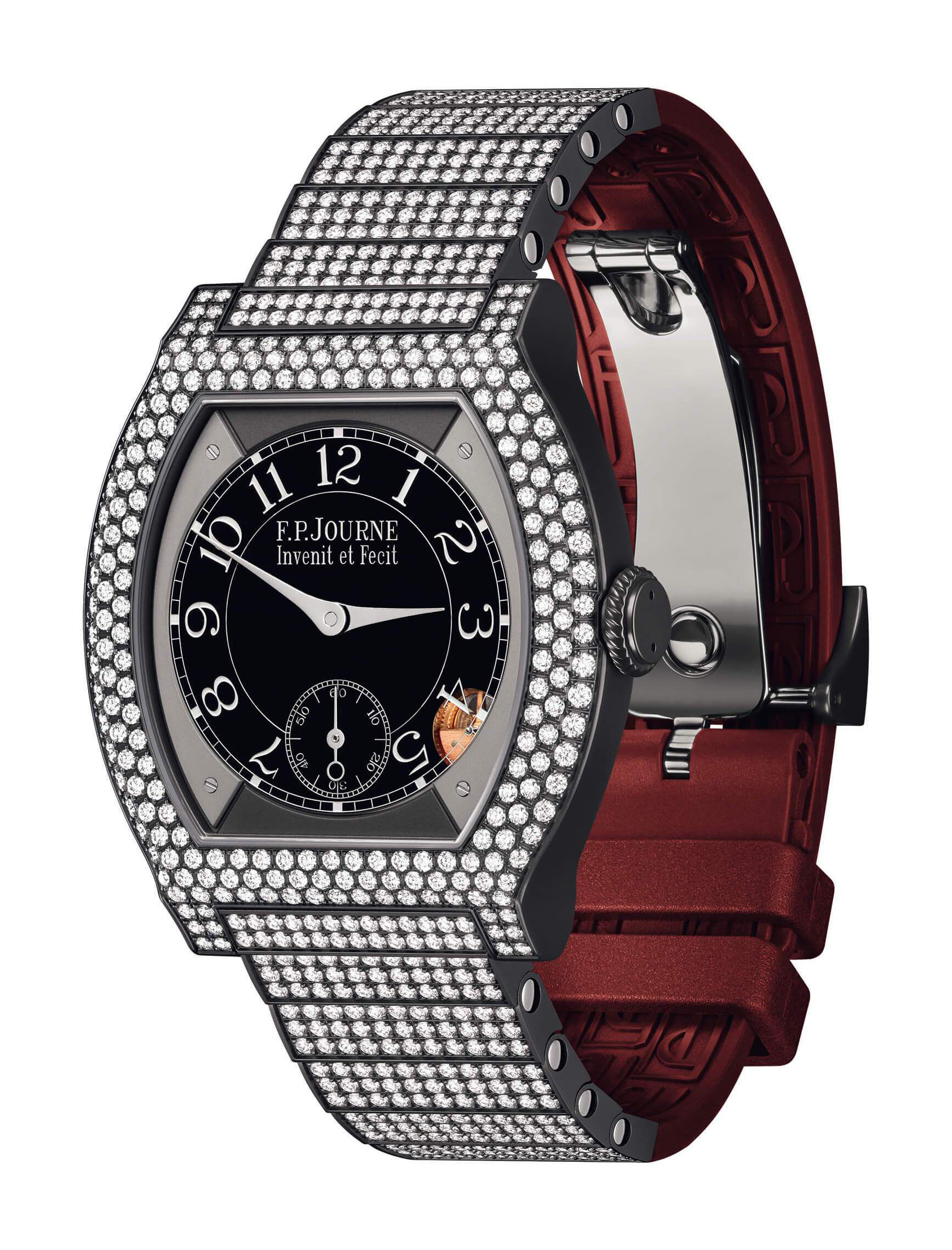 F.P.Journe élégante 40 Titalyt 12 Rows of Diamonds with Set Bracelet luxury timepiece - detailed view