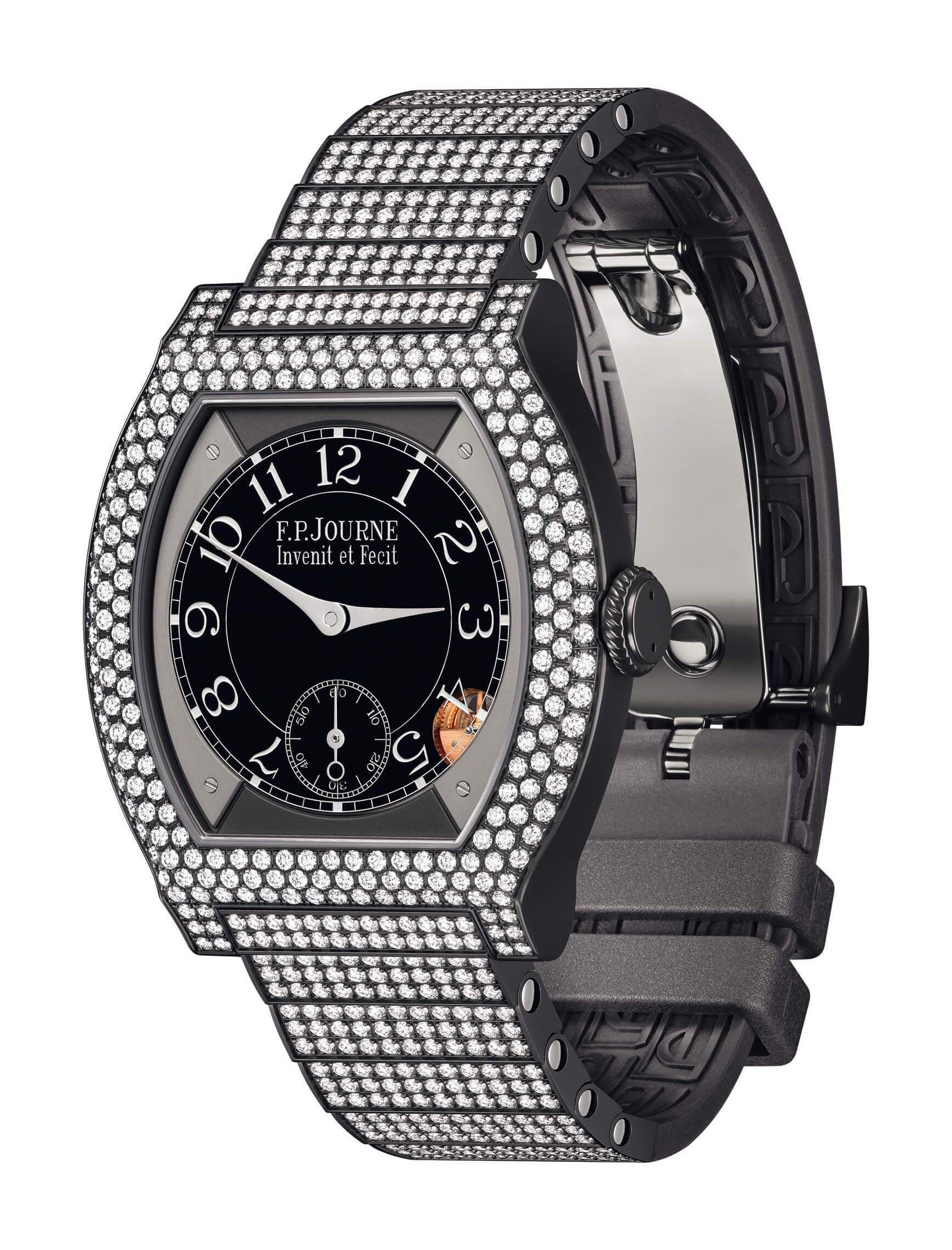 F.P.Journe élégante 40 Titalyt 12 Rows of Diamonds with Set Bracelet luxury timepiece - detailed view
