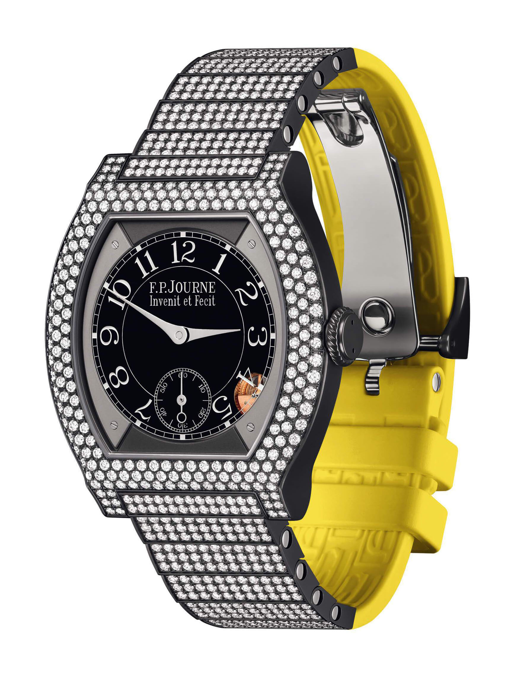 F.P.Journe élégante 40 Titalyt 12 Rows of Diamonds with Set Bracelet luxury timepiece - detailed view