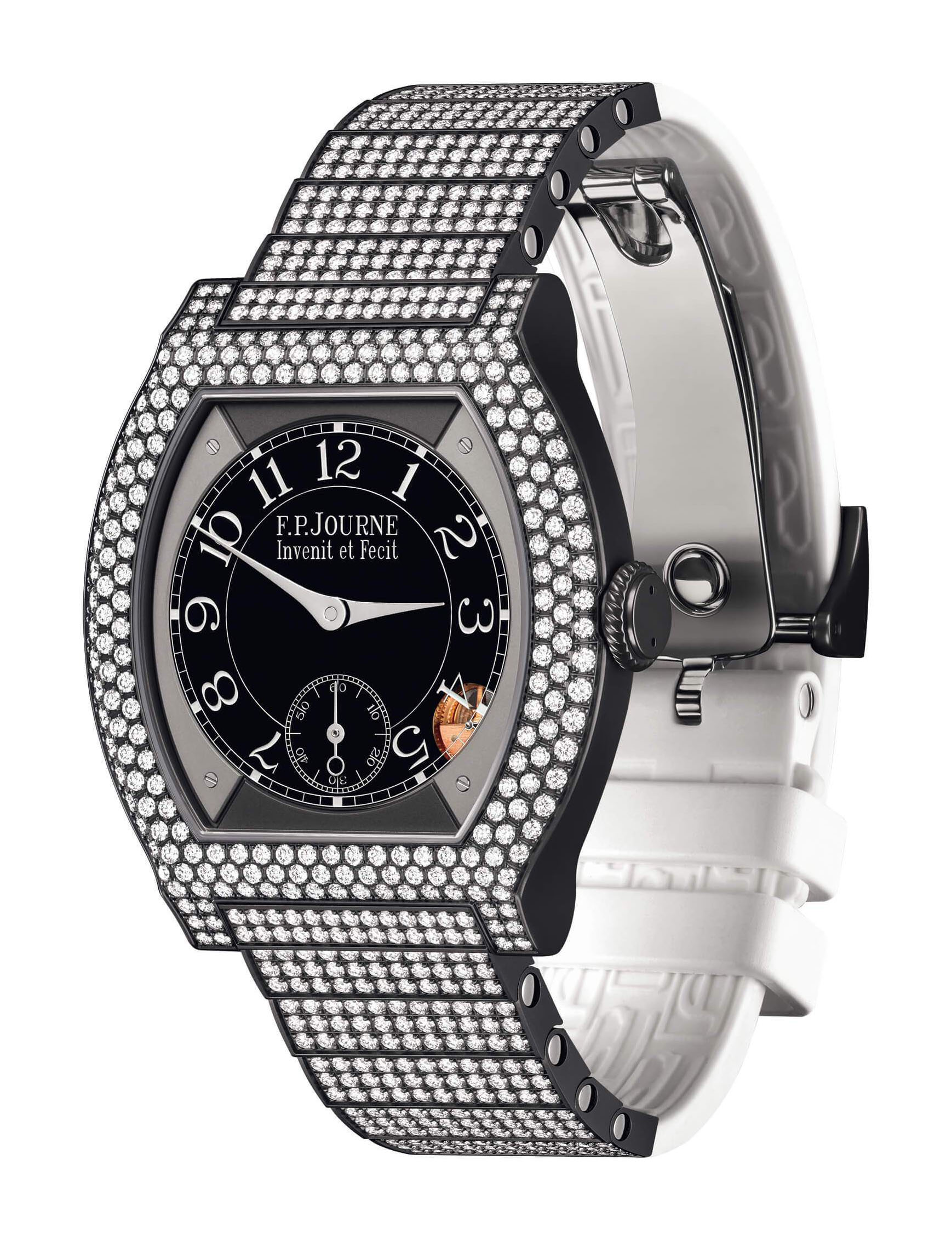 F.P.Journe élégante 40 Titalyt 12 Rows of Diamonds with Set Bracelet luxury timepiece - detailed view