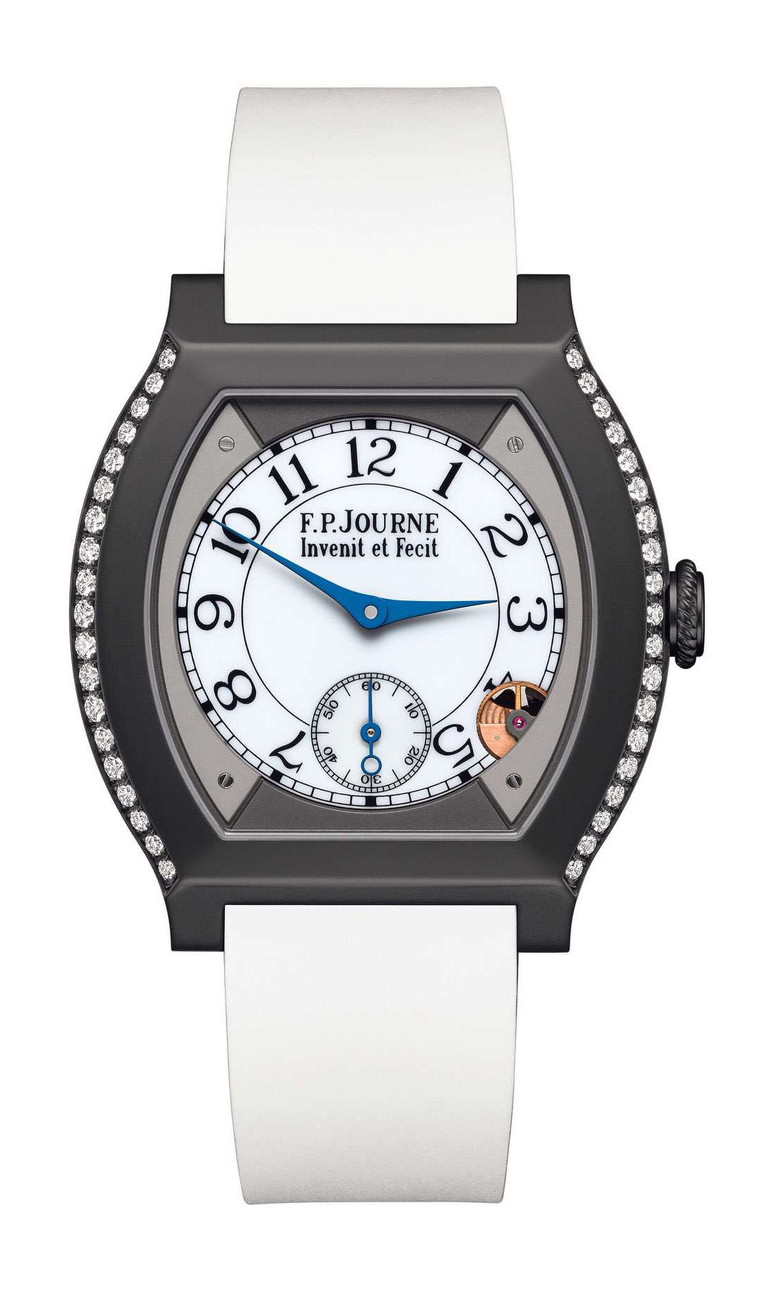 F.P.Journe élégante 40 Titalyt 2 Rows of Diamonds luxury timepiece - detailed view
