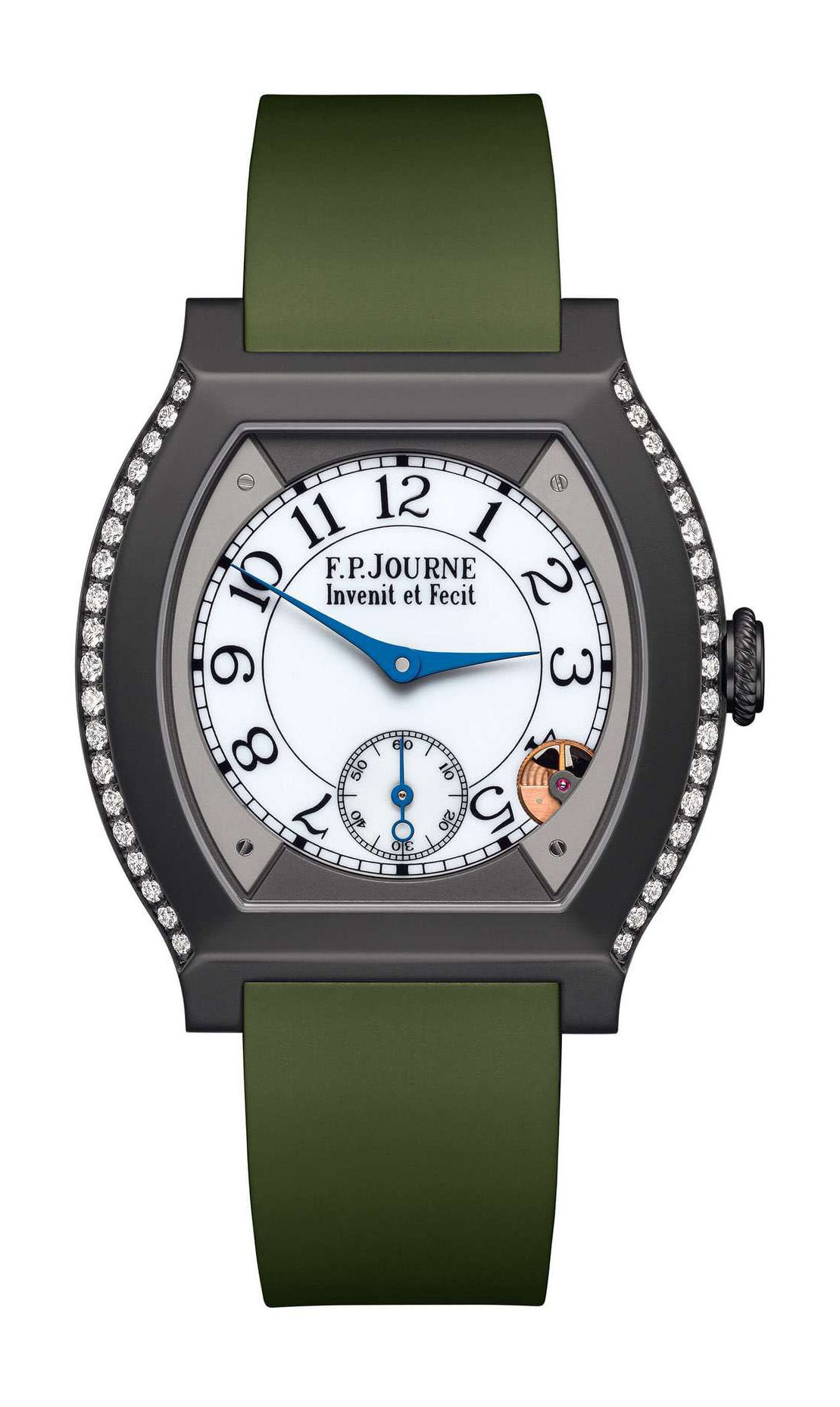 F.P.Journe élégante 40 Titalyt 2 Rows of Diamonds luxury timepiece - detailed view