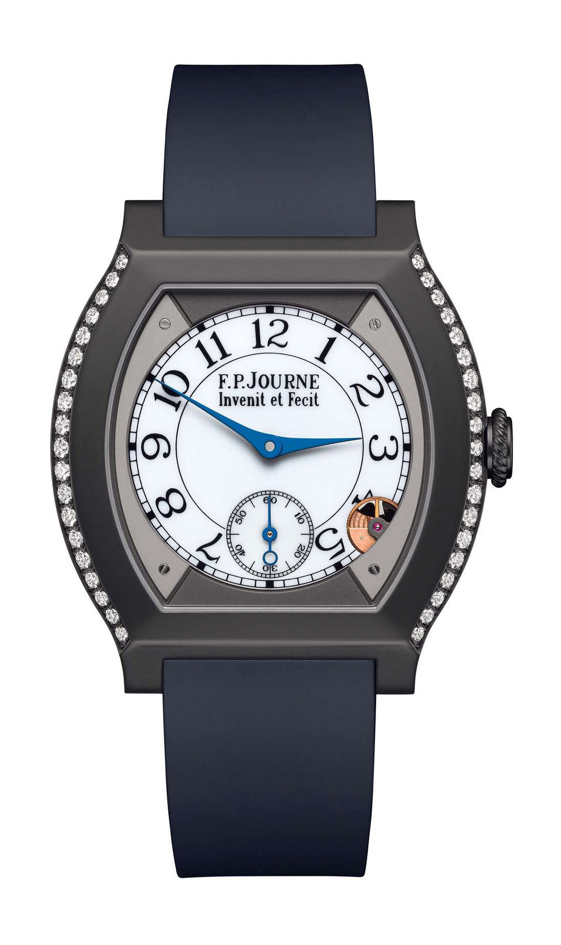 F.P.Journe élégante 40 Titalyt 2 Rows of Diamonds luxury timepiece - detailed view