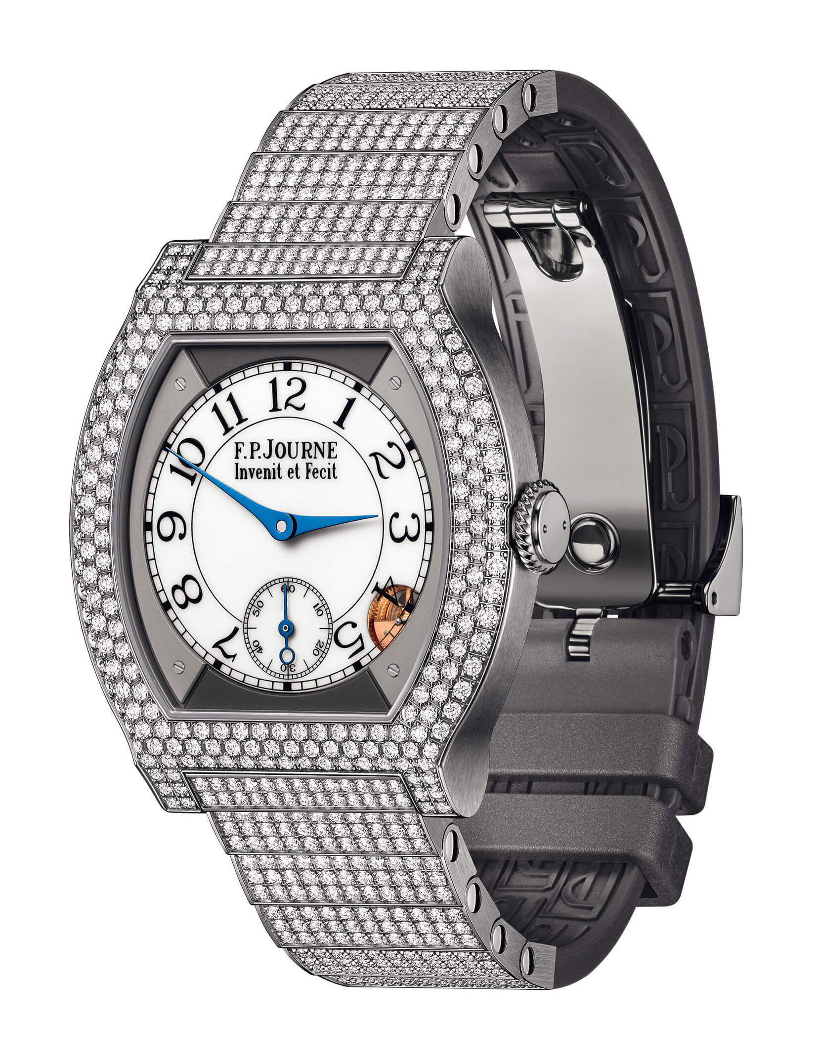 F.P.Journe élégante 40 Titanium 12 Rows of Diamonds with Set Bracelet luxury timepiece - detailed view