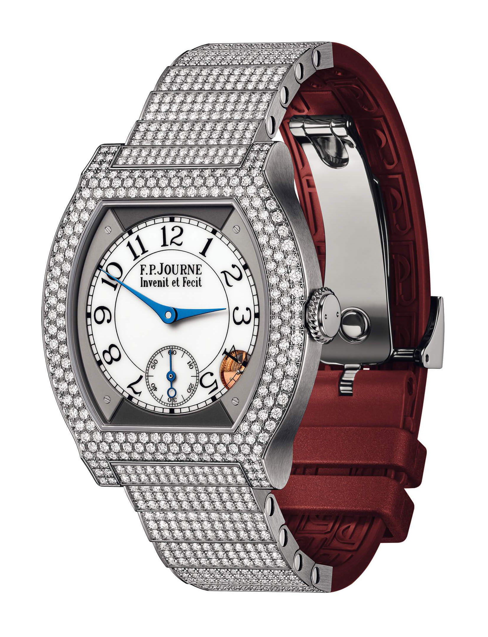 F.P.Journe élégante 40 Titanium 12 Rows of Diamonds with Set Bracelet luxury timepiece - detailed view