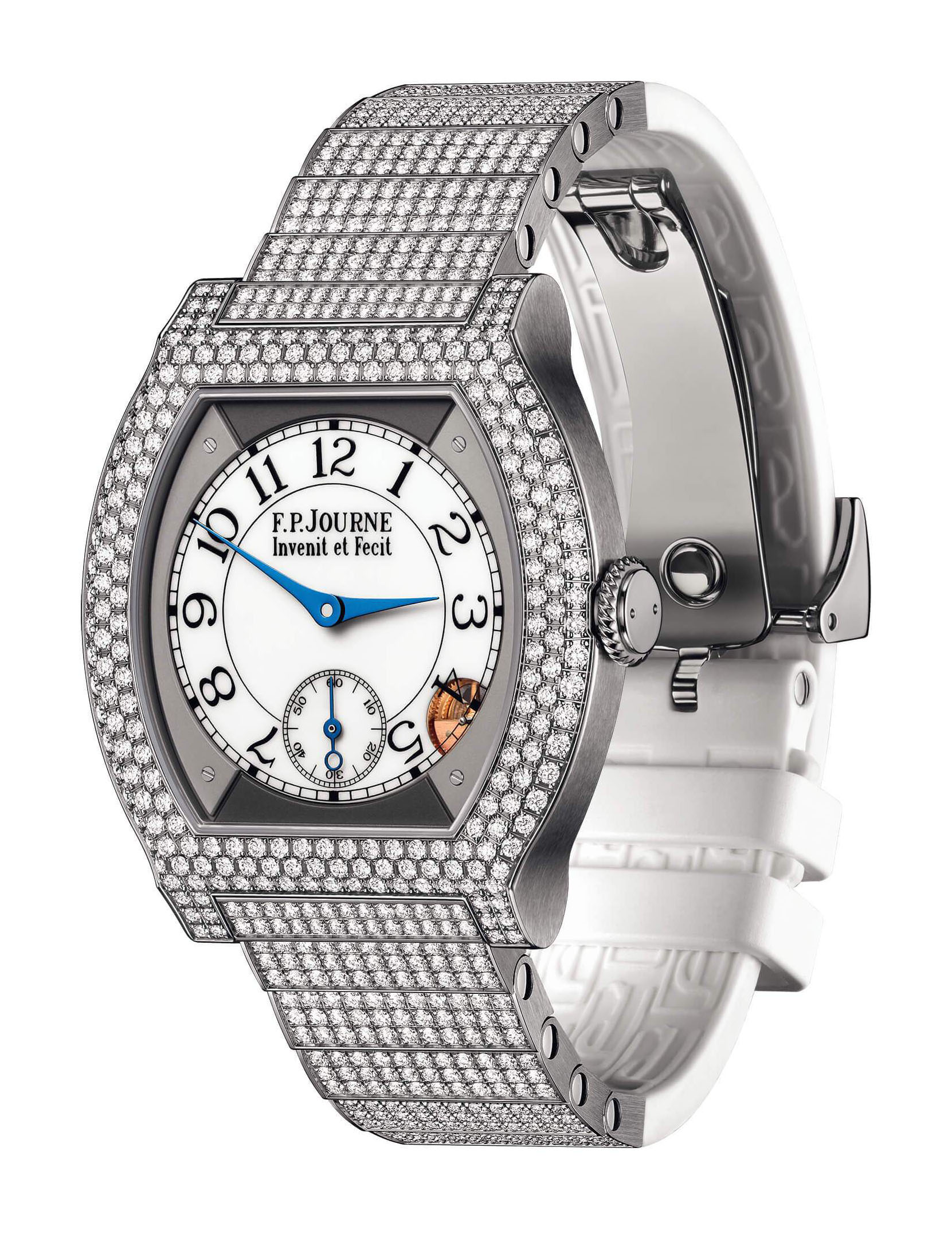 F.P.Journe élégante 40 Titanium 12 Rows of Diamonds with Set Bracelet luxury timepiece - detailed view