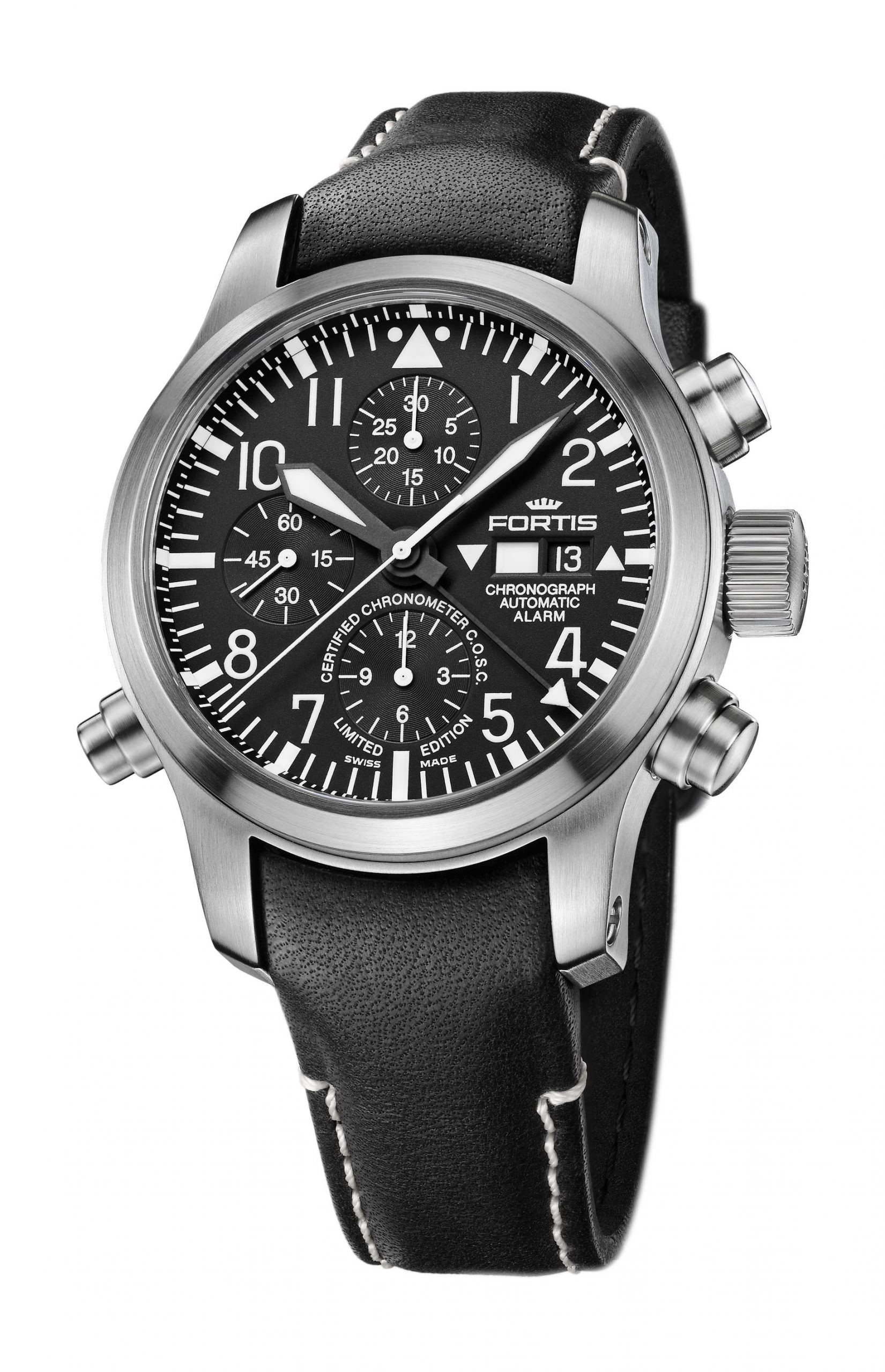 Fortis Aeromaster Steel Alarm Chronograph luxury timepiece - detailed view