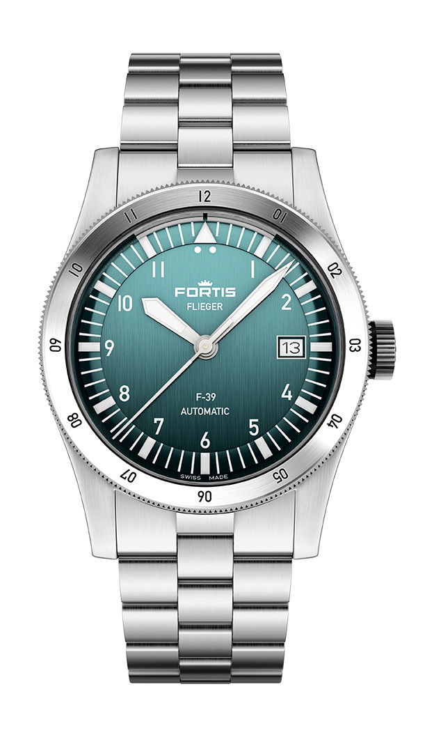 Fortis Flieger F-39 Petrol luxury timepiece - detailed view
