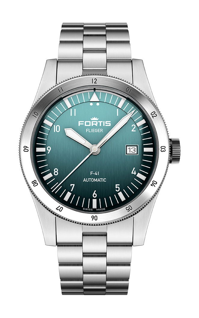 Fortis Flieger F-41 Petrol luxury timepiece - detailed view