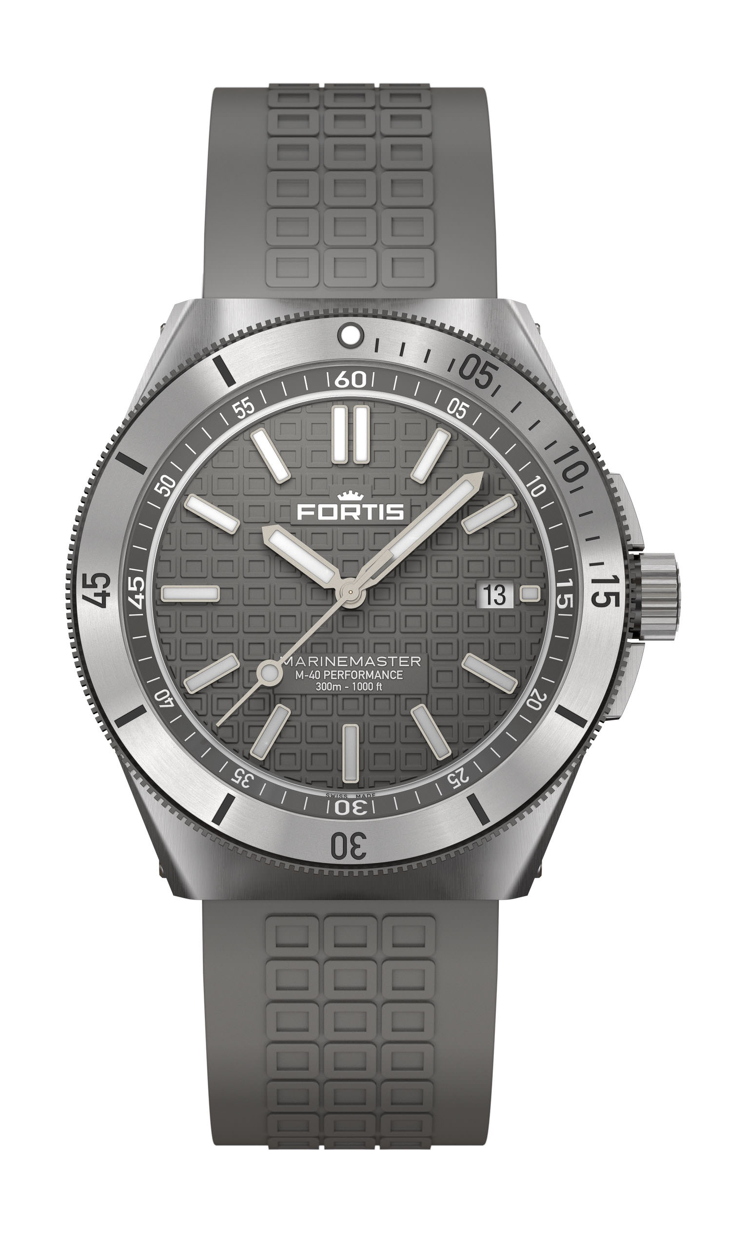 Fortis Marinemaster M-40 Rockstone Gray luxury timepiece - detailed view
