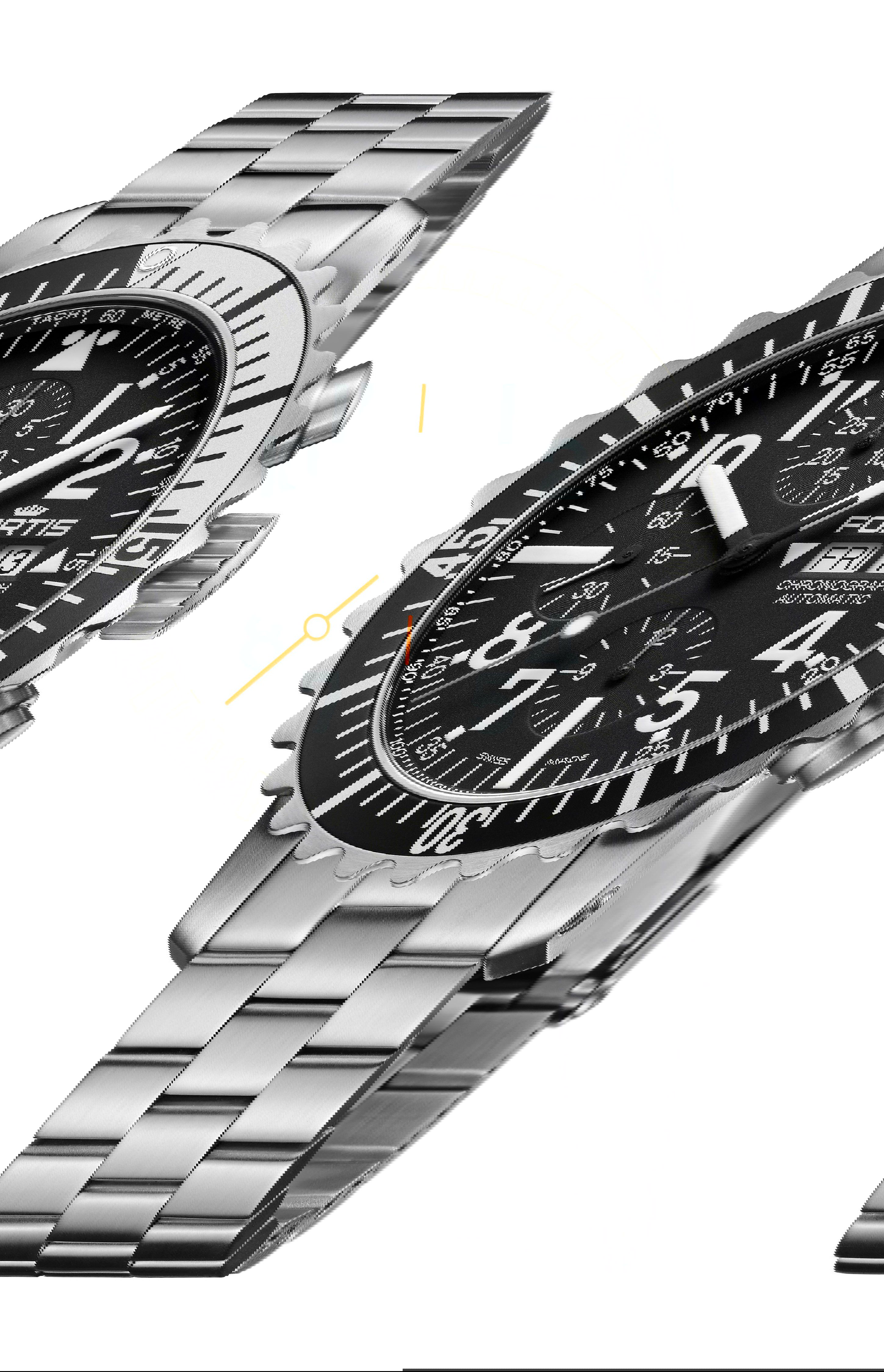 Fortis Marinemaster Silver Chronograph luxury timepiece - detailed view