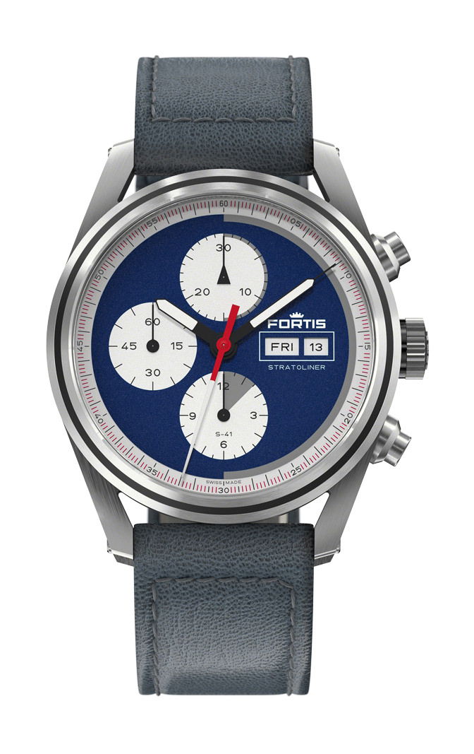 Fortis Stratoliner S-41 Blue Japan luxury timepiece - detailed view