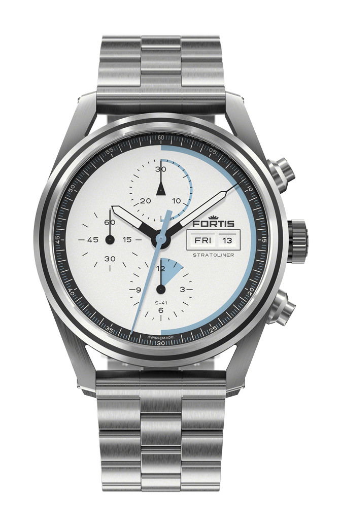 Fortis Stratoliner S-41 White Dust luxury timepiece - detailed view