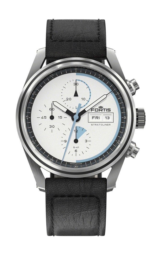 Fortis Stratoliner S-41 White Dust luxury timepiece - detailed view