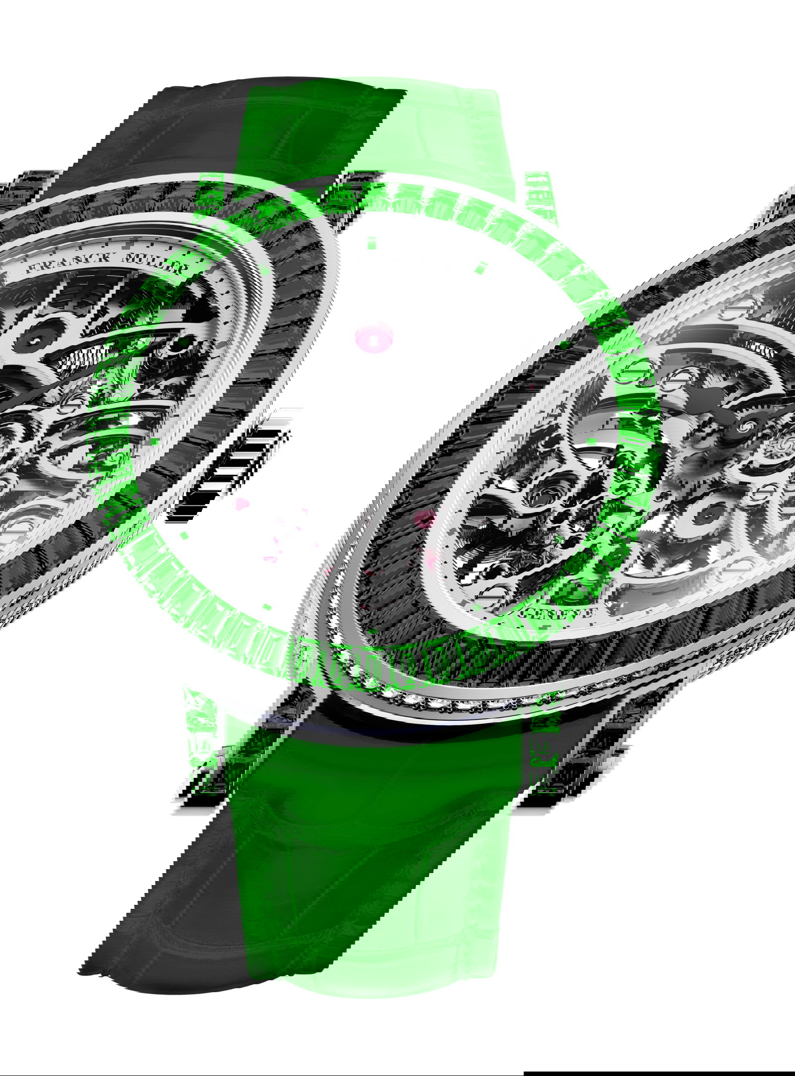 Franck Muller Round Skeleton Baguette luxury timepiece - detailed view