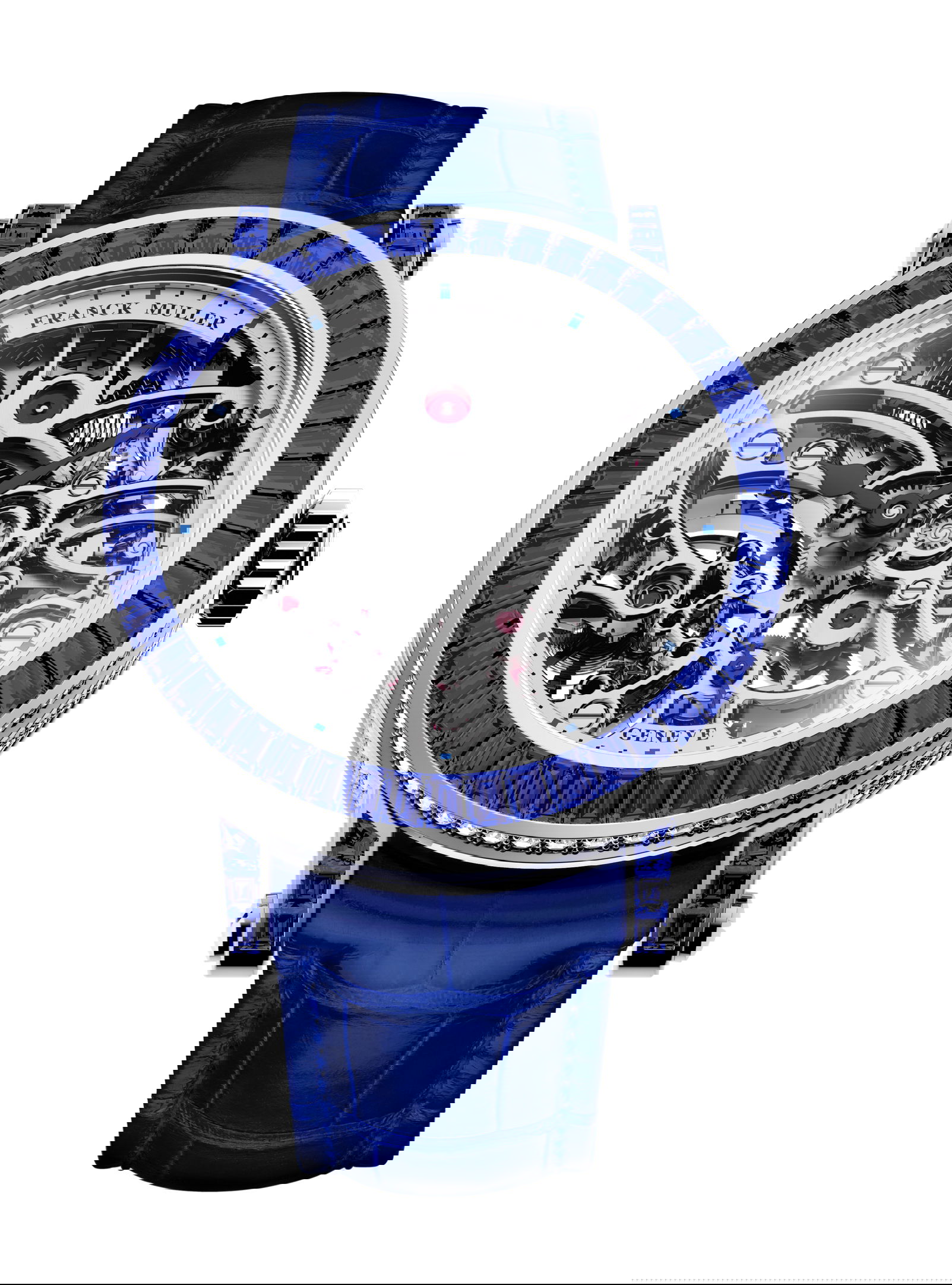 Franck Muller Round Skeleton Baguette luxury timepiece - detailed view