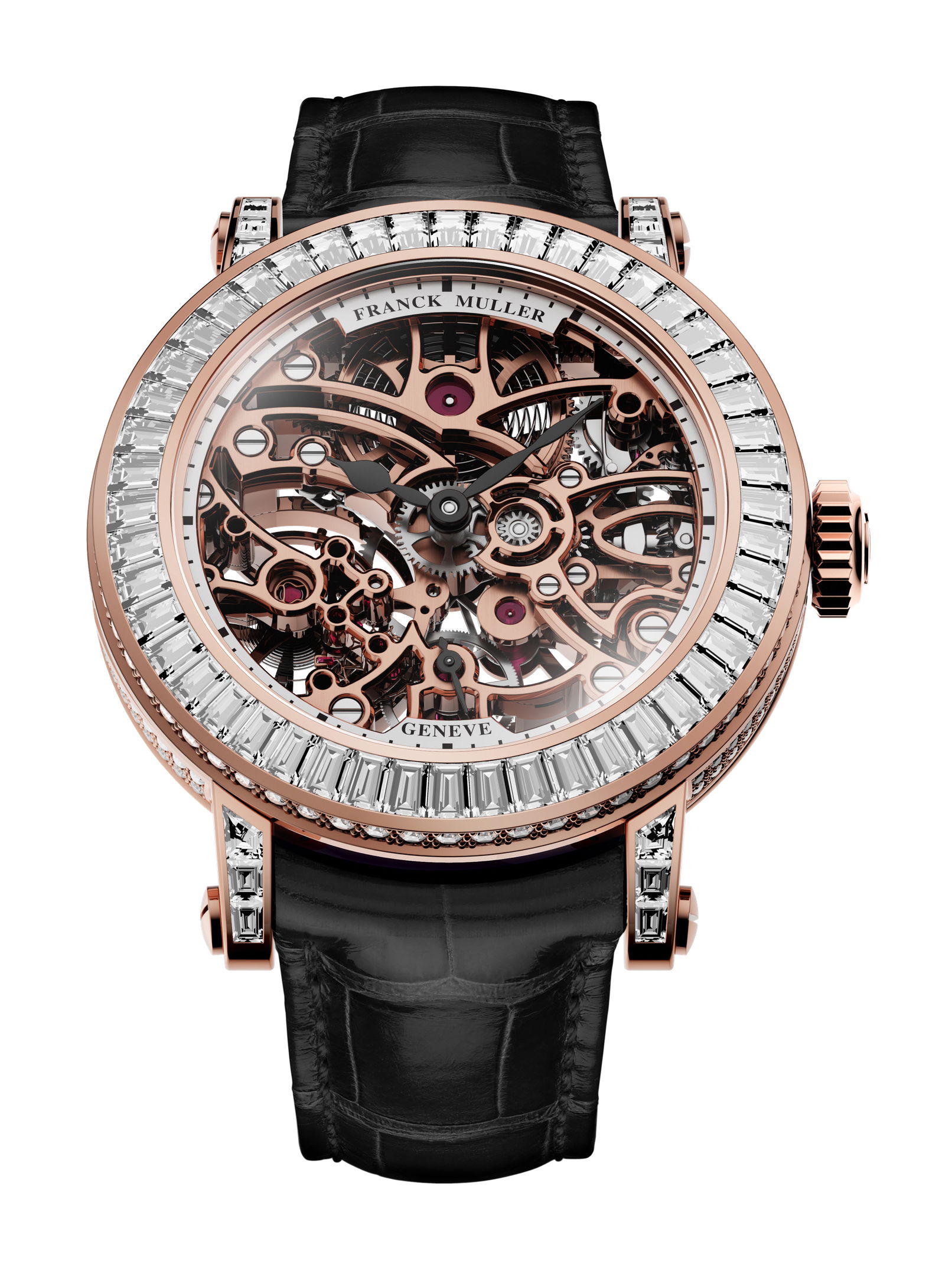 Franck Muller Round Skeleton Baguette luxury timepiece - detailed view