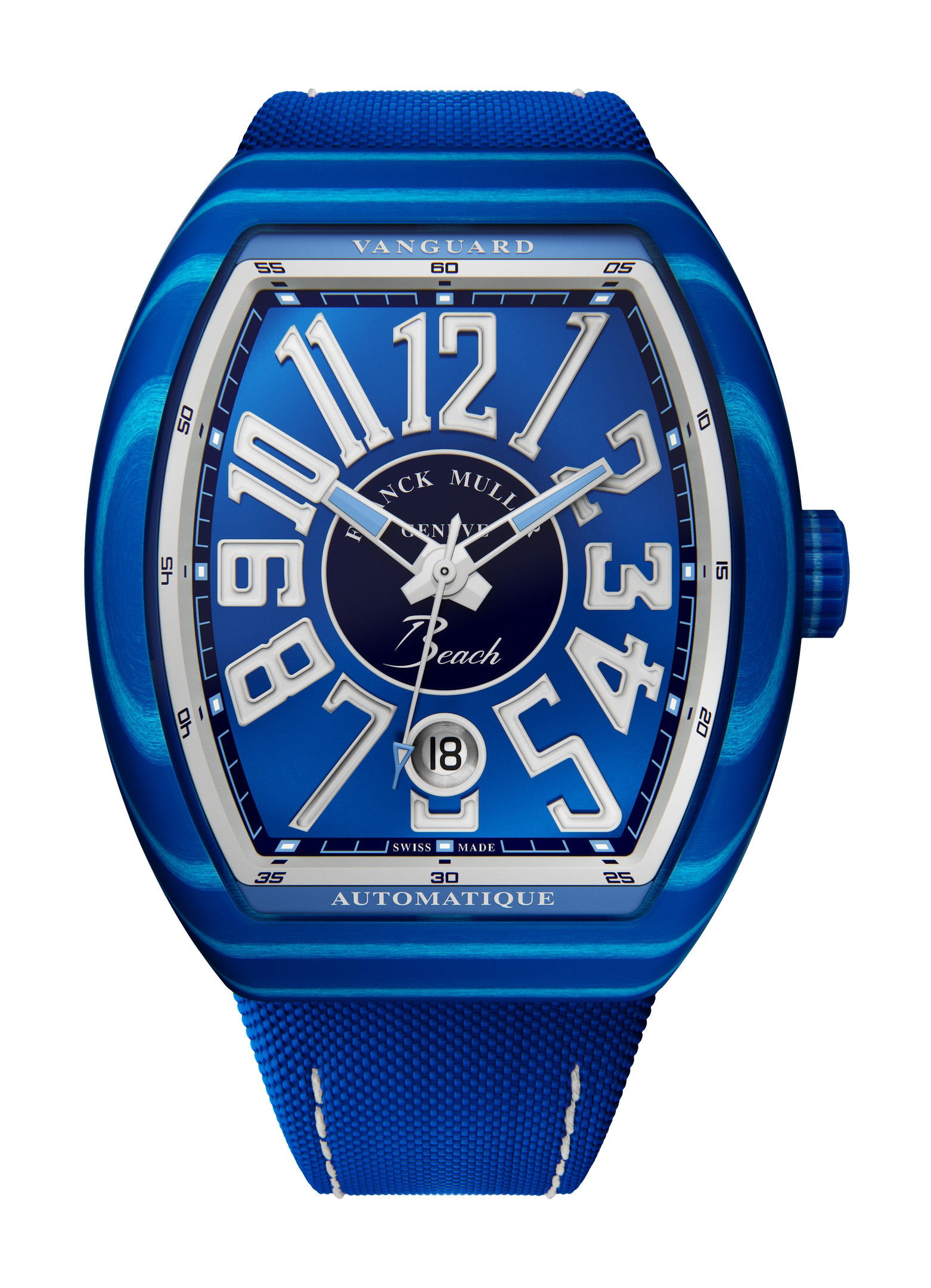 Franck Muller Vanguard Beach Ocean Blue luxury timepiece - detailed view