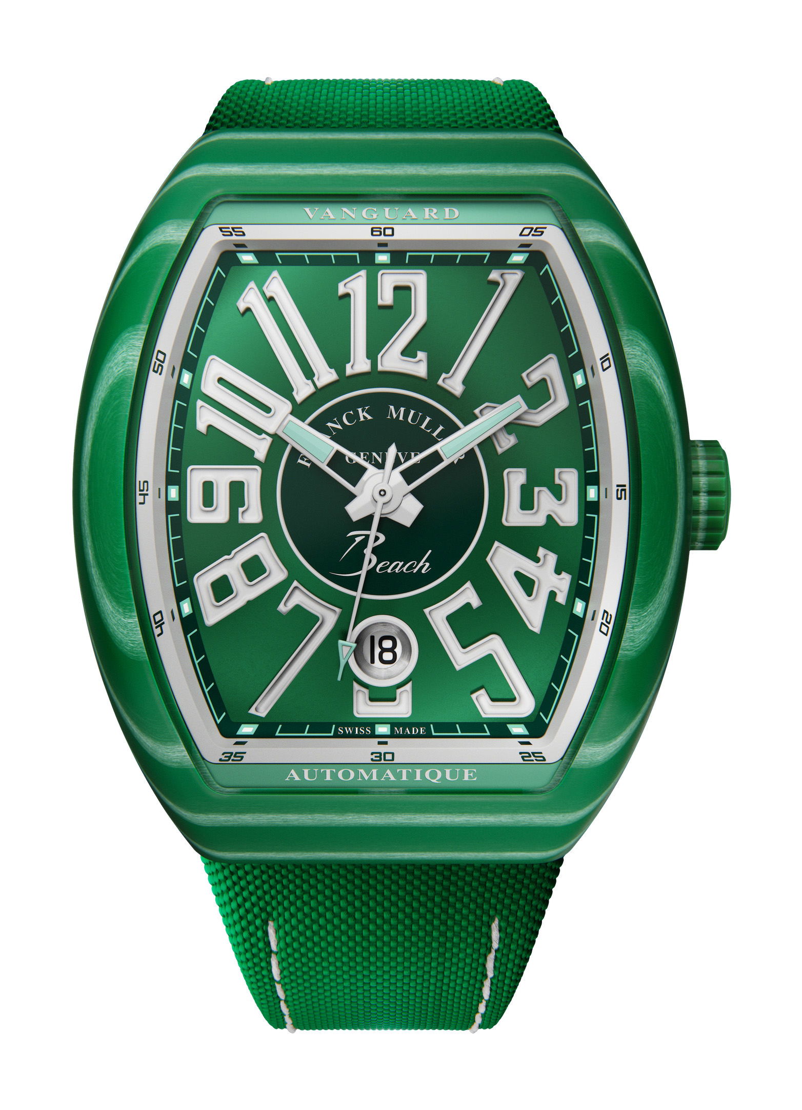 Franck Muller Vanguard Beach Summer Green luxury timepiece - detailed view
