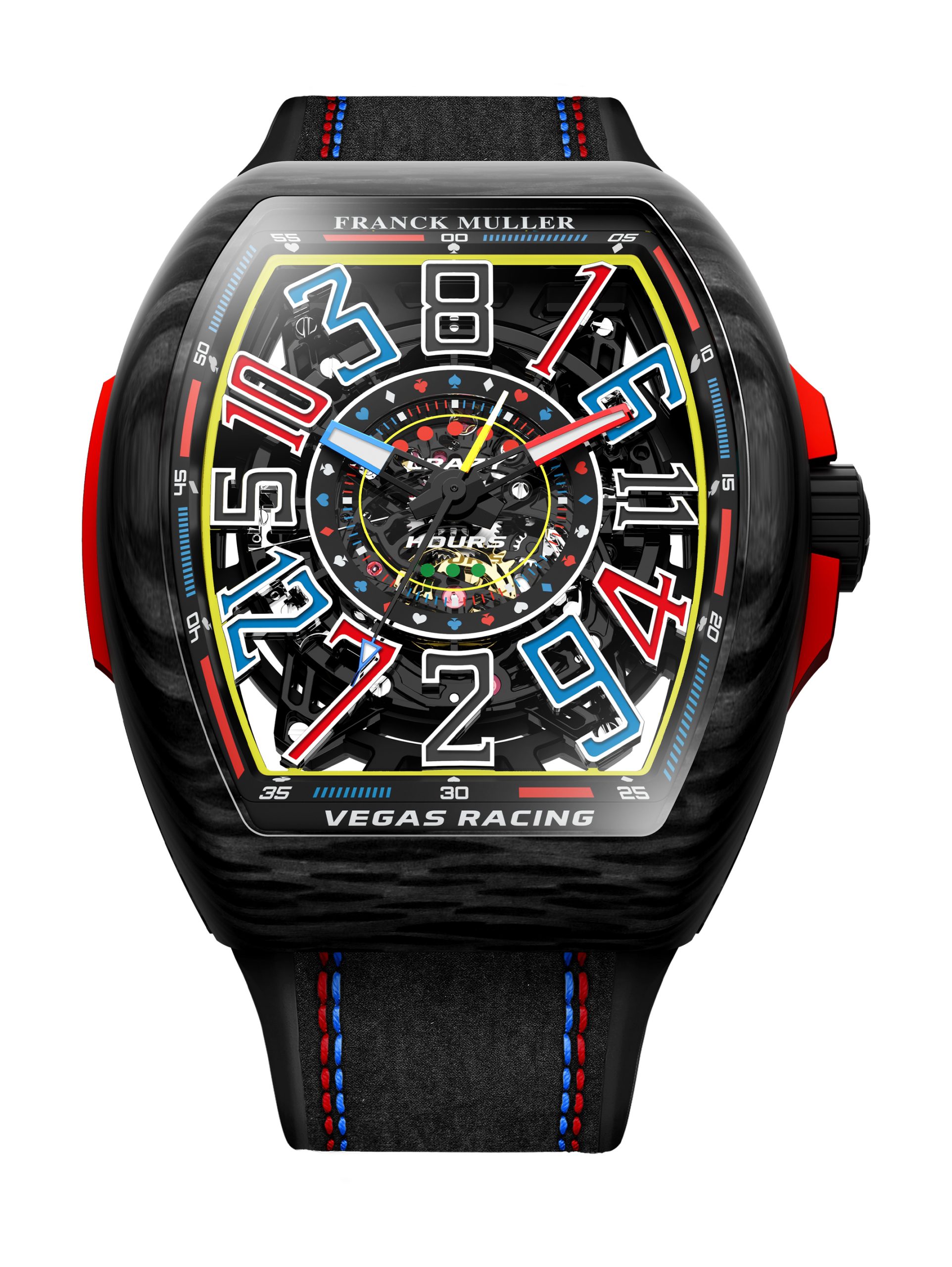 Franck Muller Vanguard Carbon Crazy Hours Racing Vegas Collection luxury timepiece - detailed view