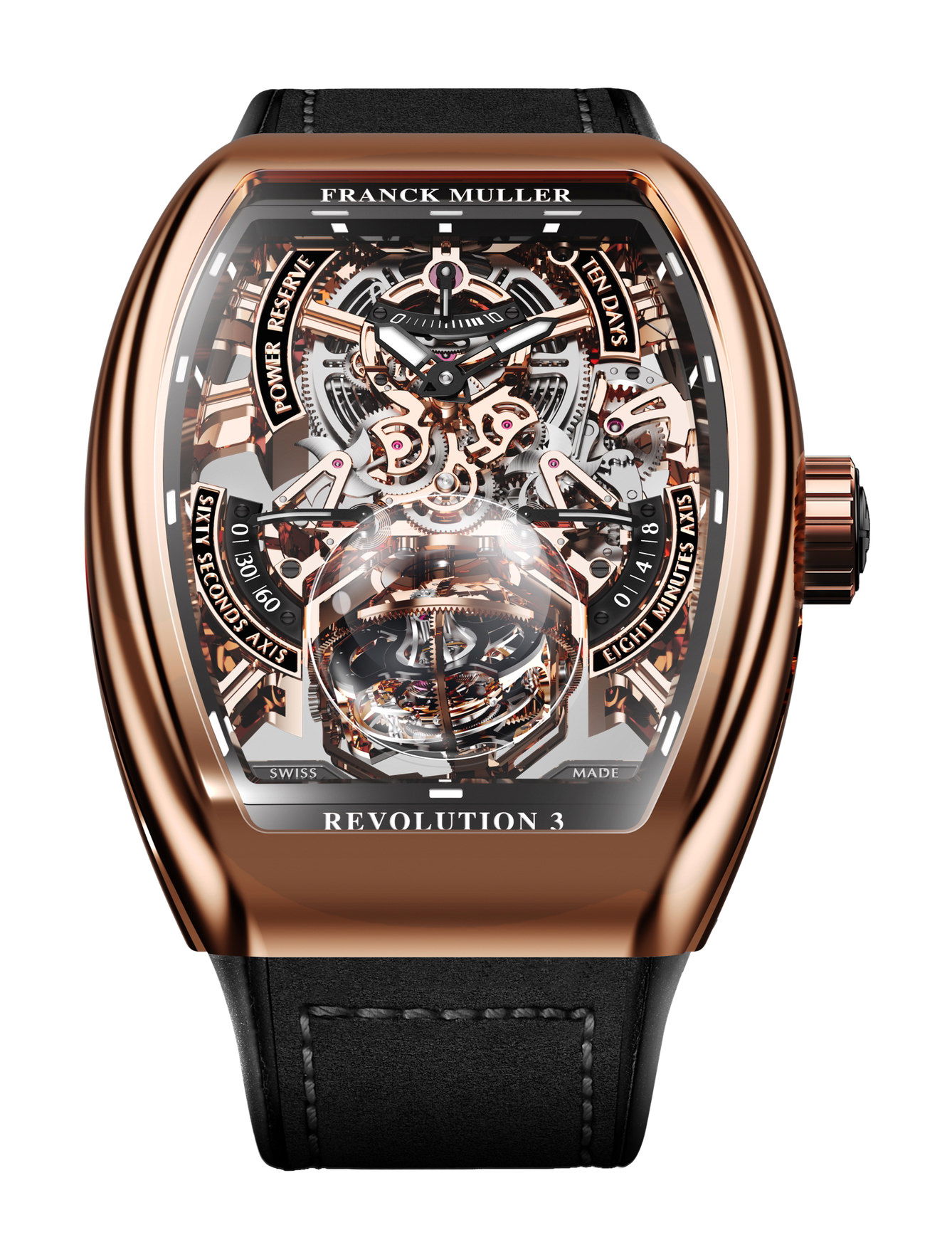 Franck Muller Vanguard Revolution 3 Skeleton luxury timepiece - detailed view