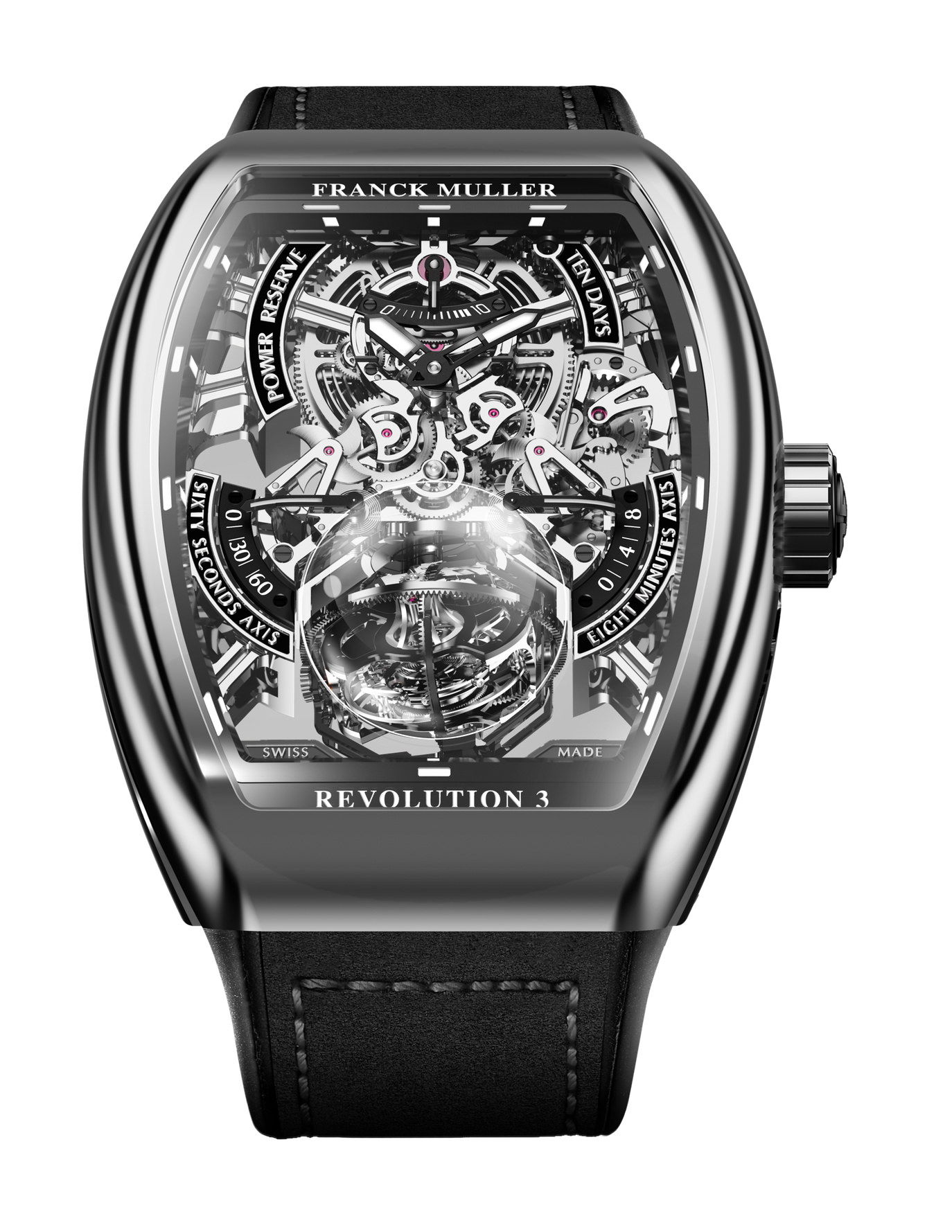 Franck Muller Vanguard Revolution 3 Skeleton luxury timepiece - detailed view