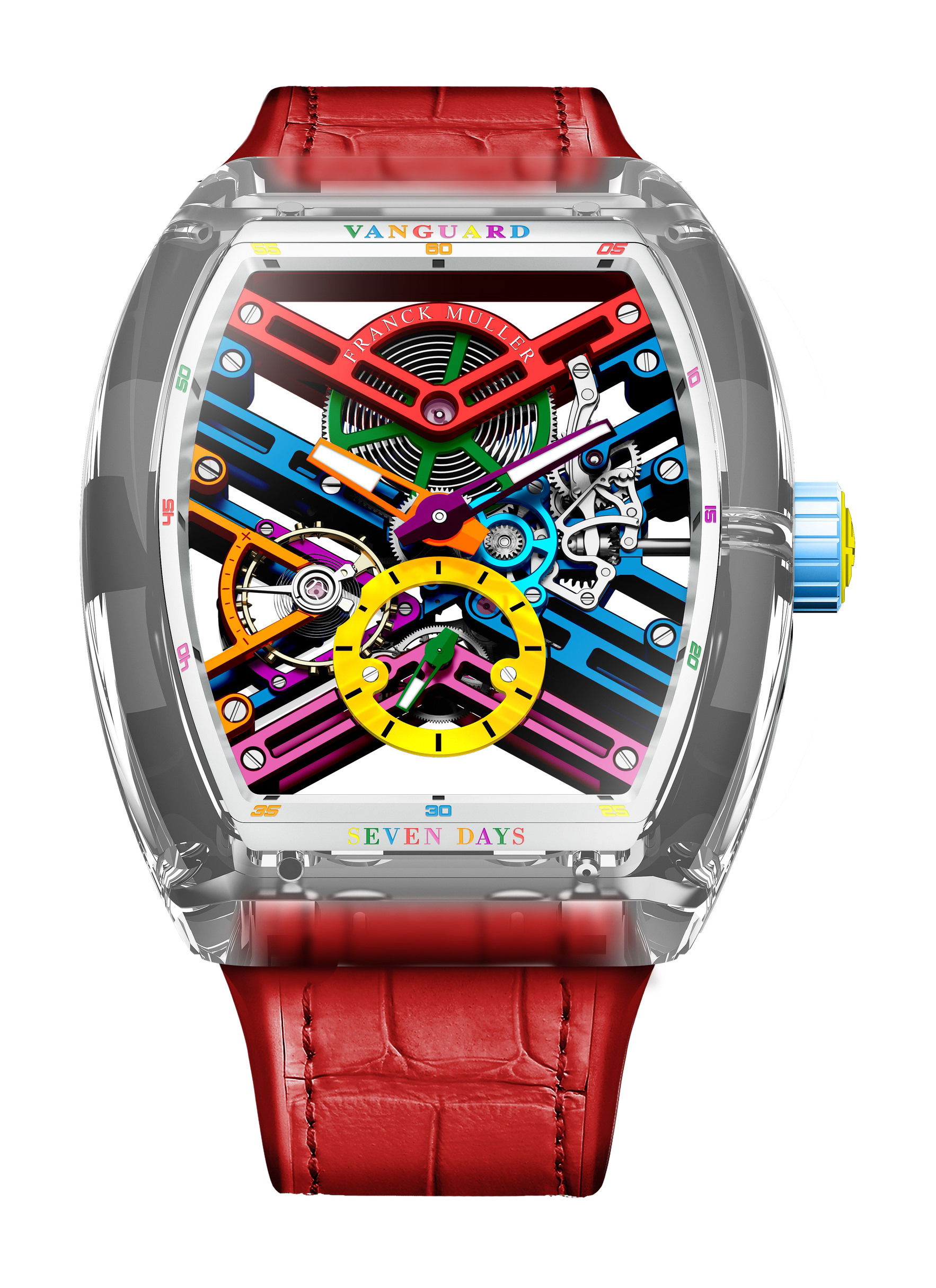 Franck Muller Vanguard Skeleton Sapphire luxury timepiece - detailed view