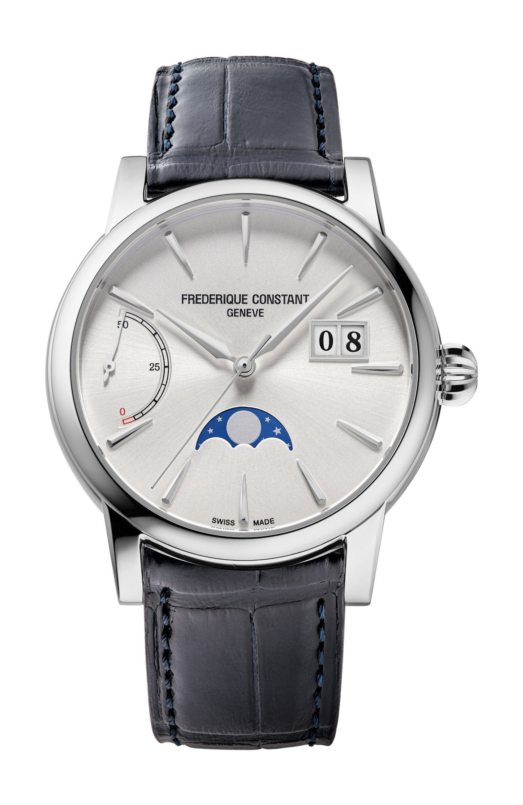 Frederique Constant Classic Power Reserve Big Date Manufacture luxury timepiece - detailed view