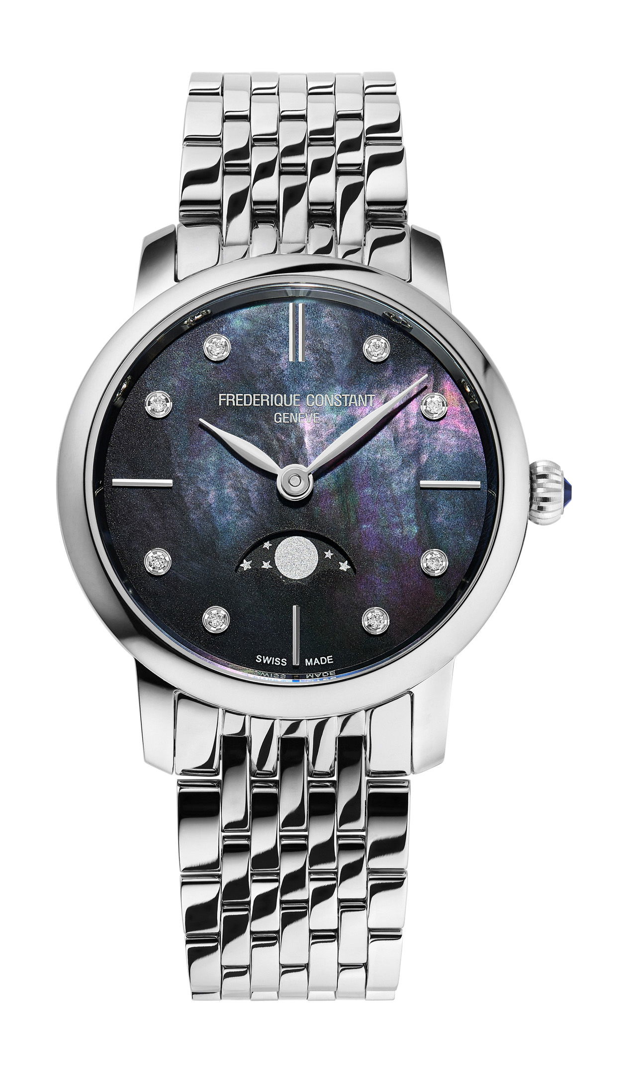 Frederique Constant Classic Slimline Ladies Moonphase luxury timepiece - detailed view