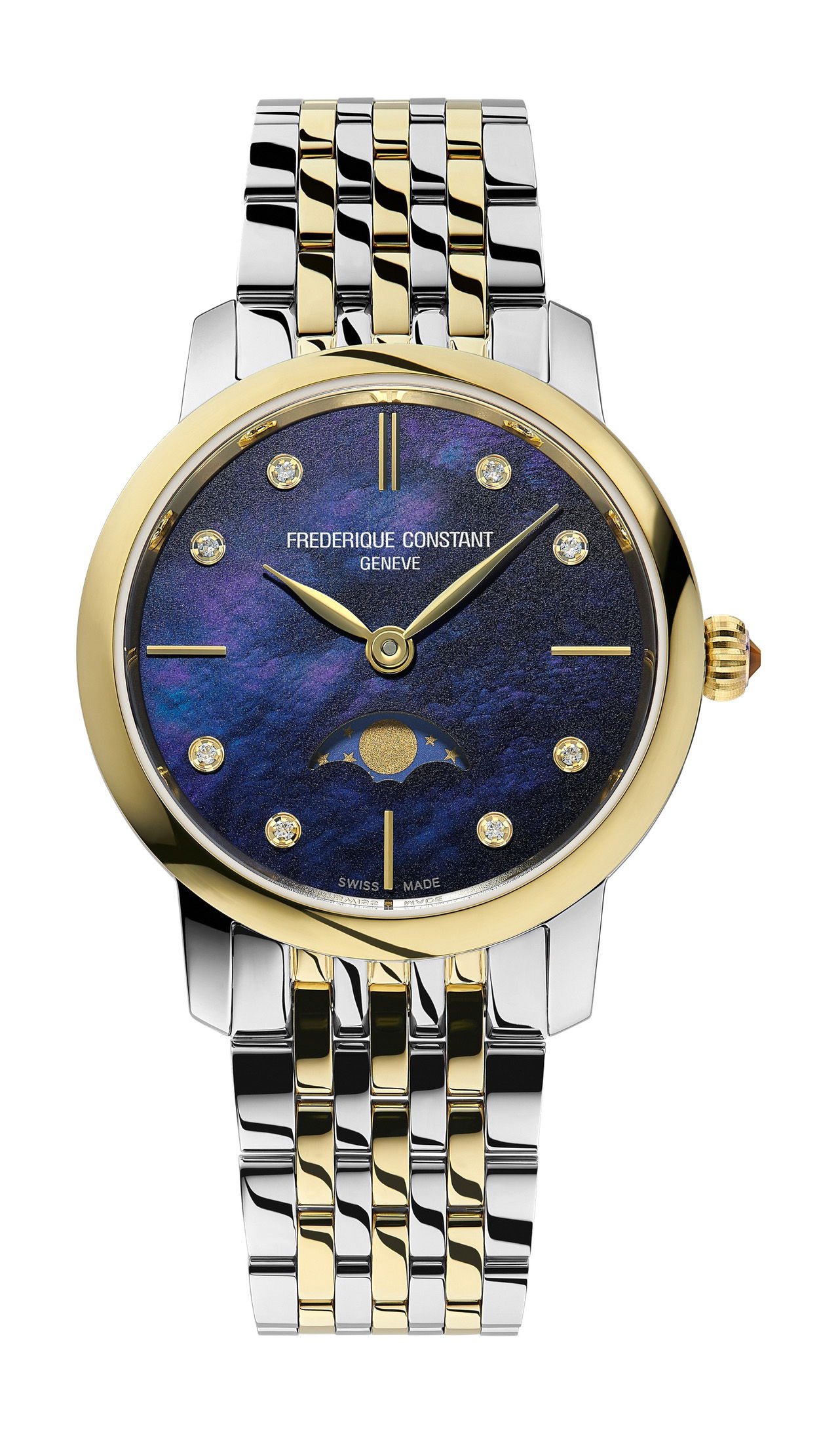 Frederique Constant Classic Slimline Ladies Moonphase luxury timepiece - detailed view