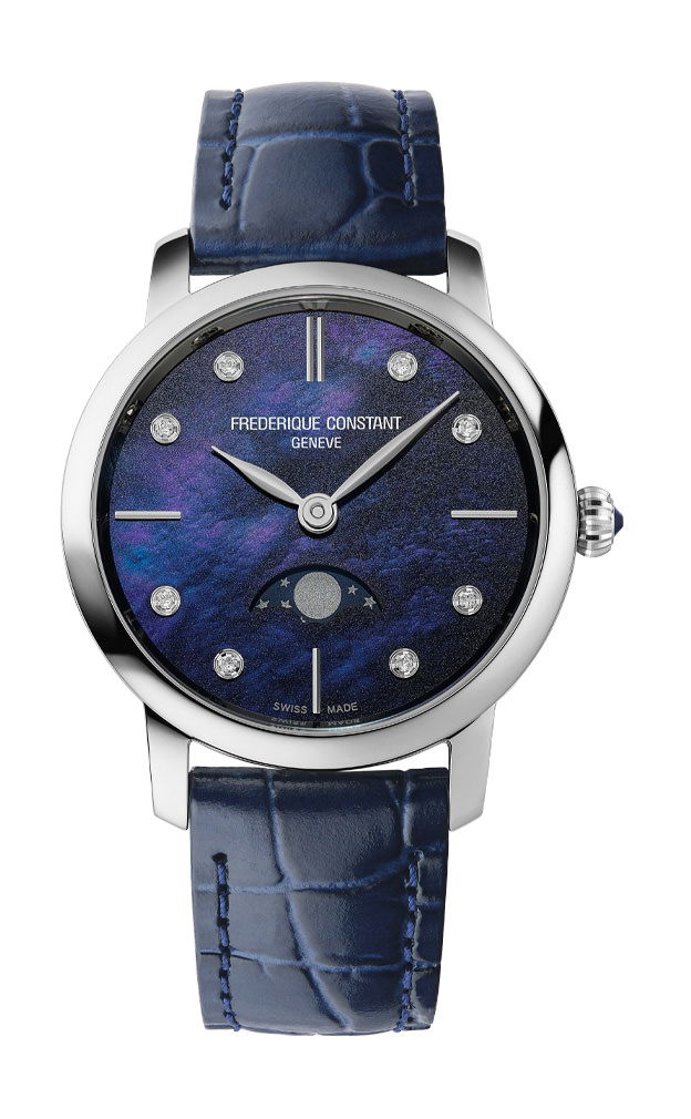 Frederique Constant Classic Slimline Ladies Moonphase luxury timepiece - detailed view